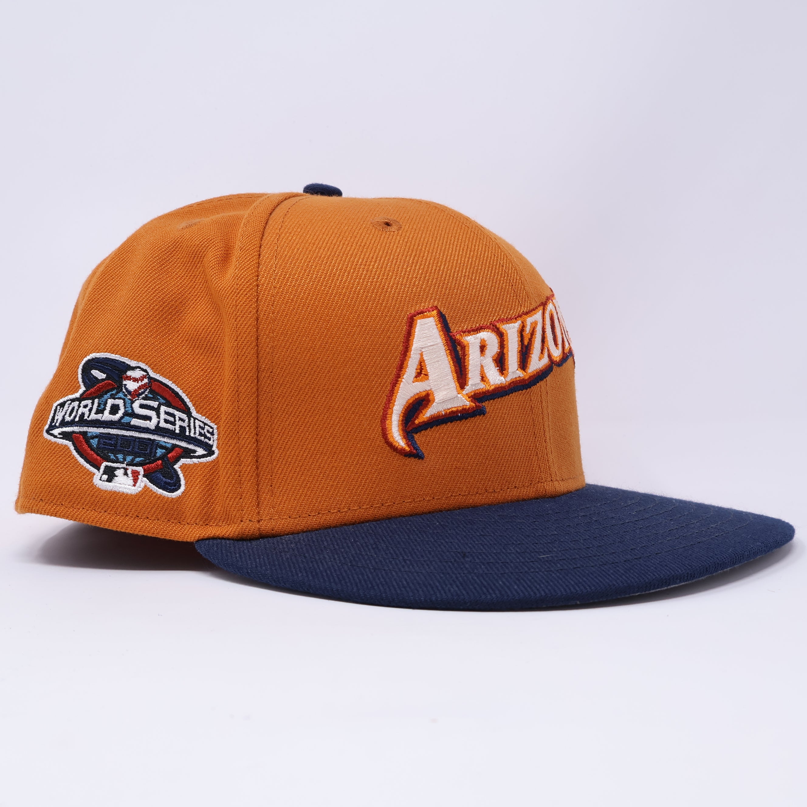 USED 1/2 Rust Orange Arizona Diamondback 2001 World Series 59fifty New Era Fitted Hat Cap