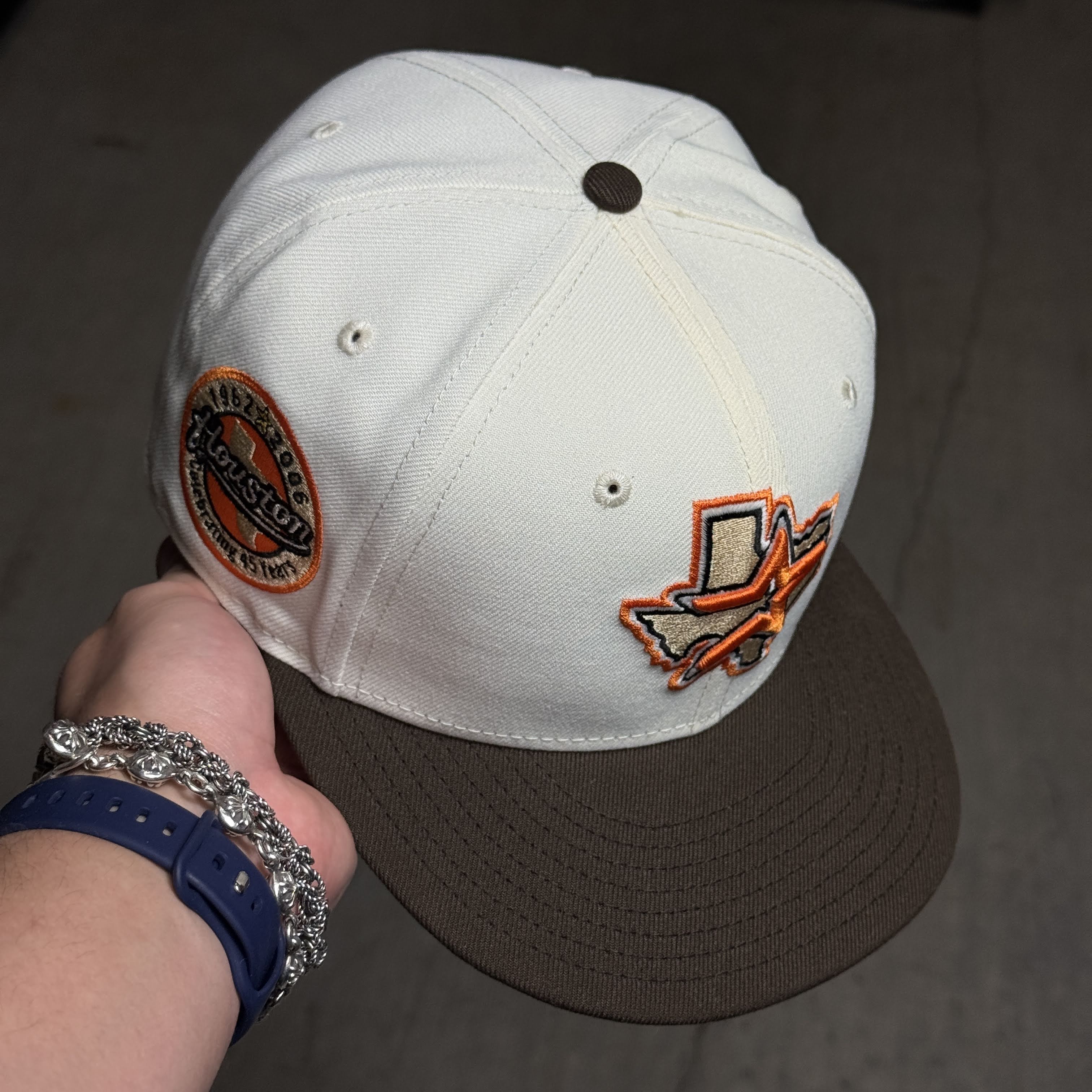 USED 1/4 Chrome Houston Astros Celebrating 45 Years 59fifty New Era Fitted Hat Cap