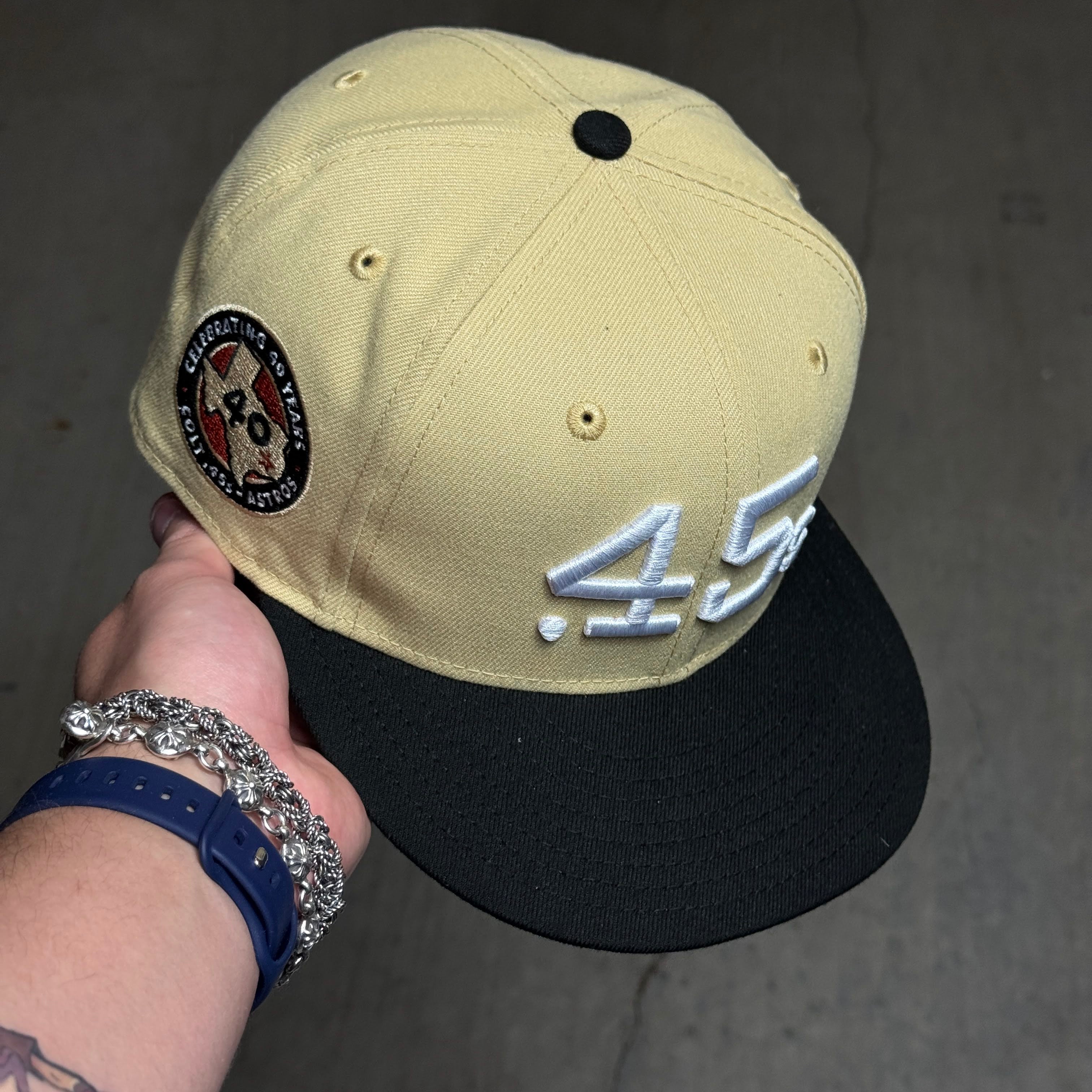 USED 3/8 Khaki Houston Astros Celebrating 40 Years 59fifty New Era Fitted Hat Cap