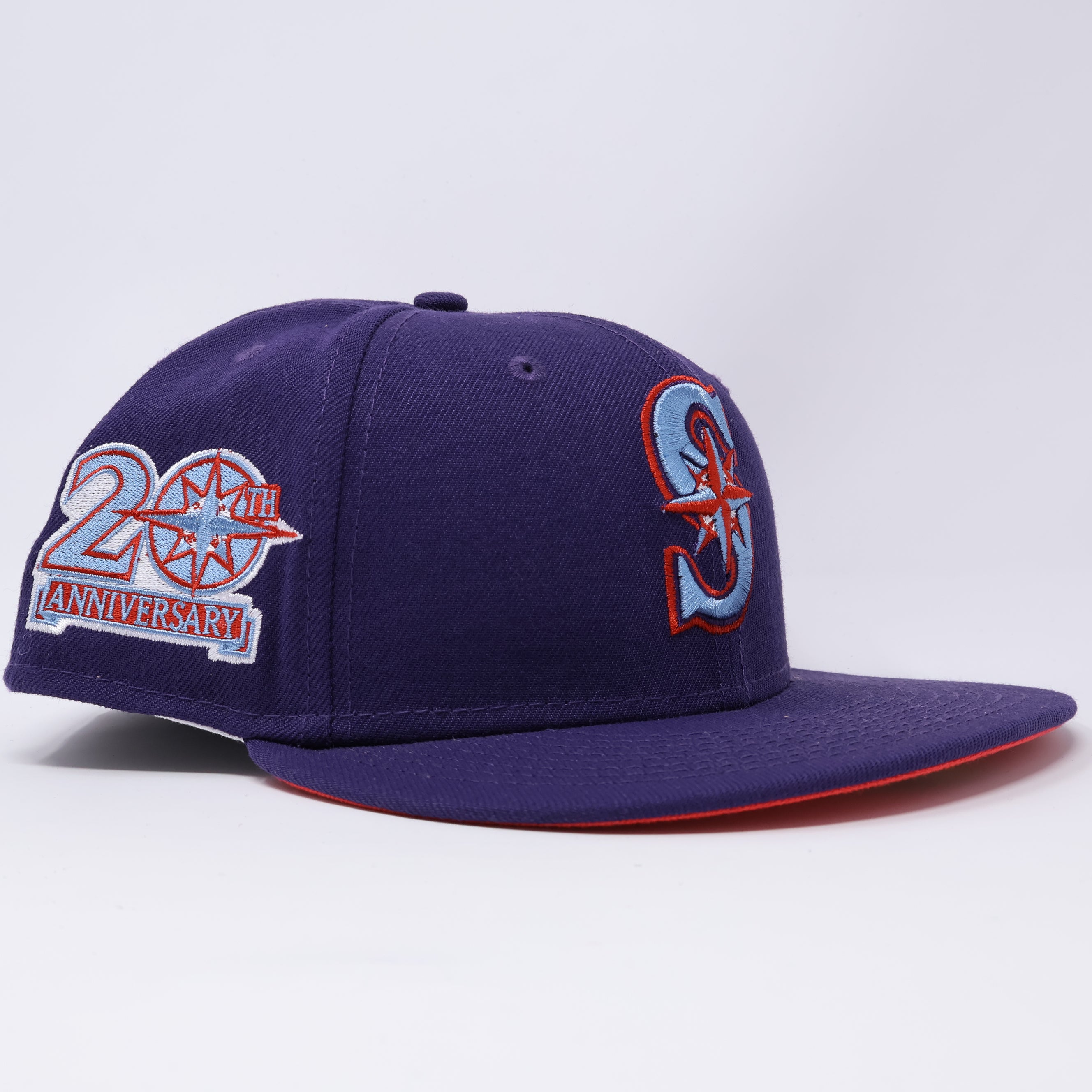 USED 1/4 Purple Seattle Mariners 20th Anniversary 59fifty New Era Fitted Hat Cap