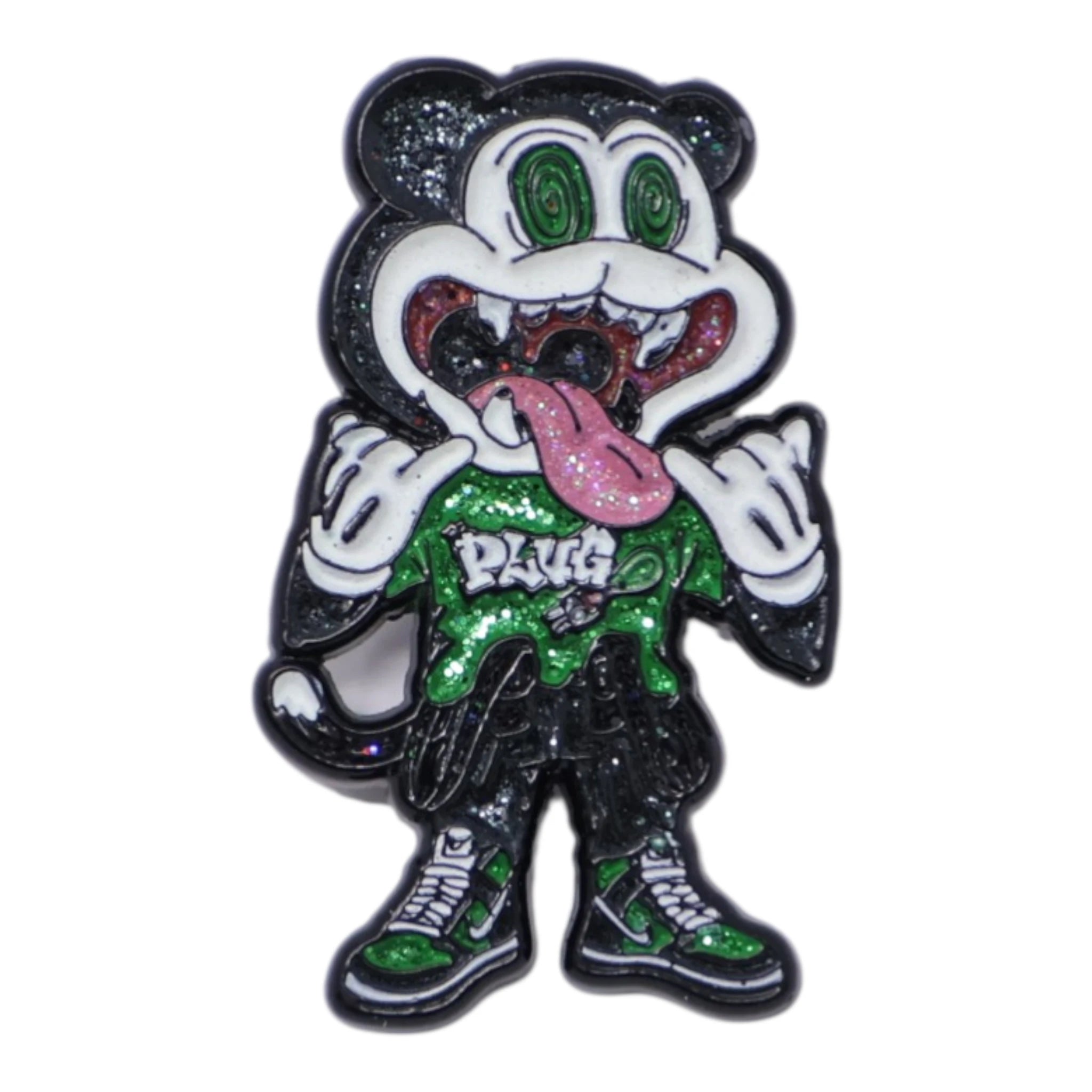 Cat Plug Green Shirt Graphic Pin