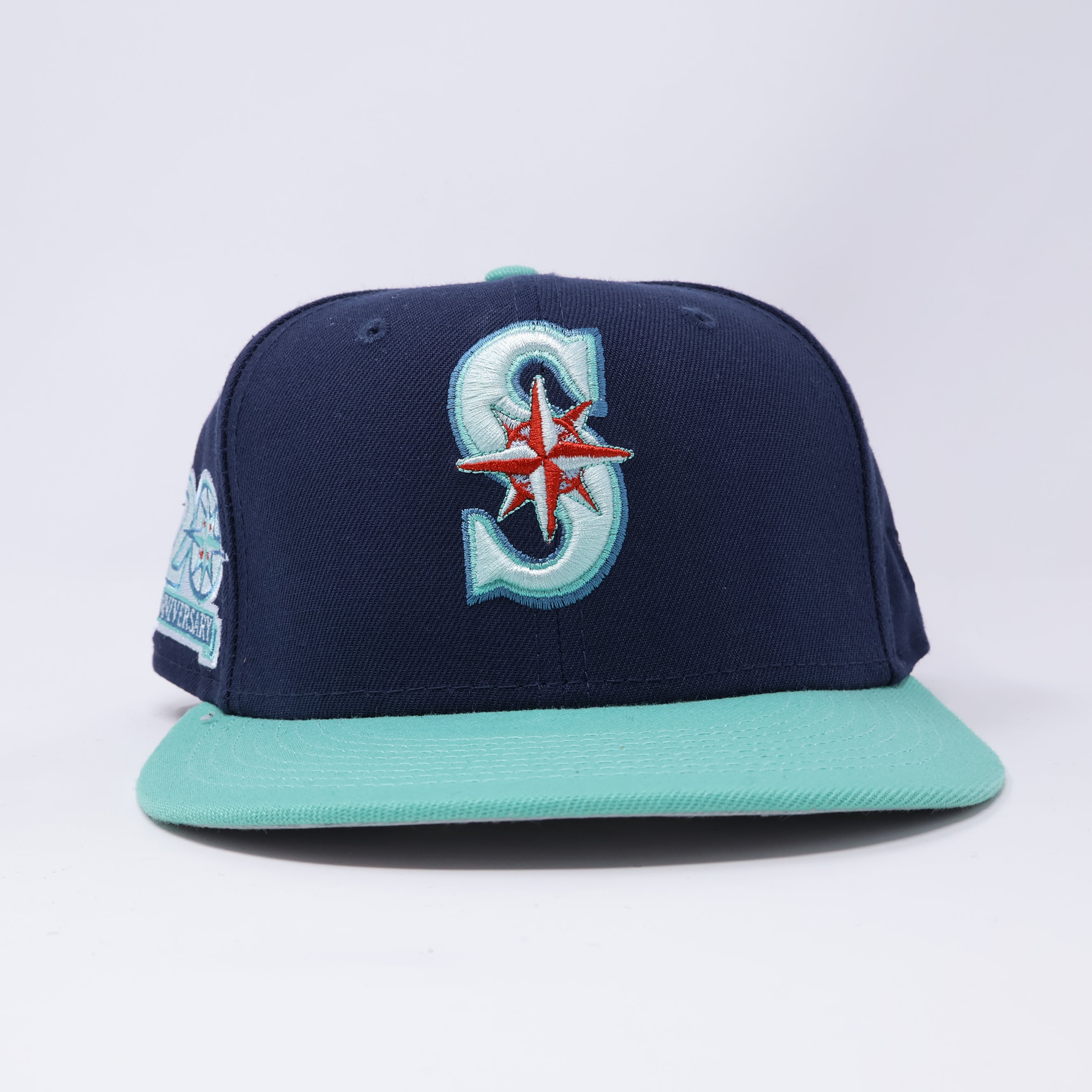 USED Navy Seattle Mariners 20th Anniversary 59fifty New Era Fitted Hat Cap