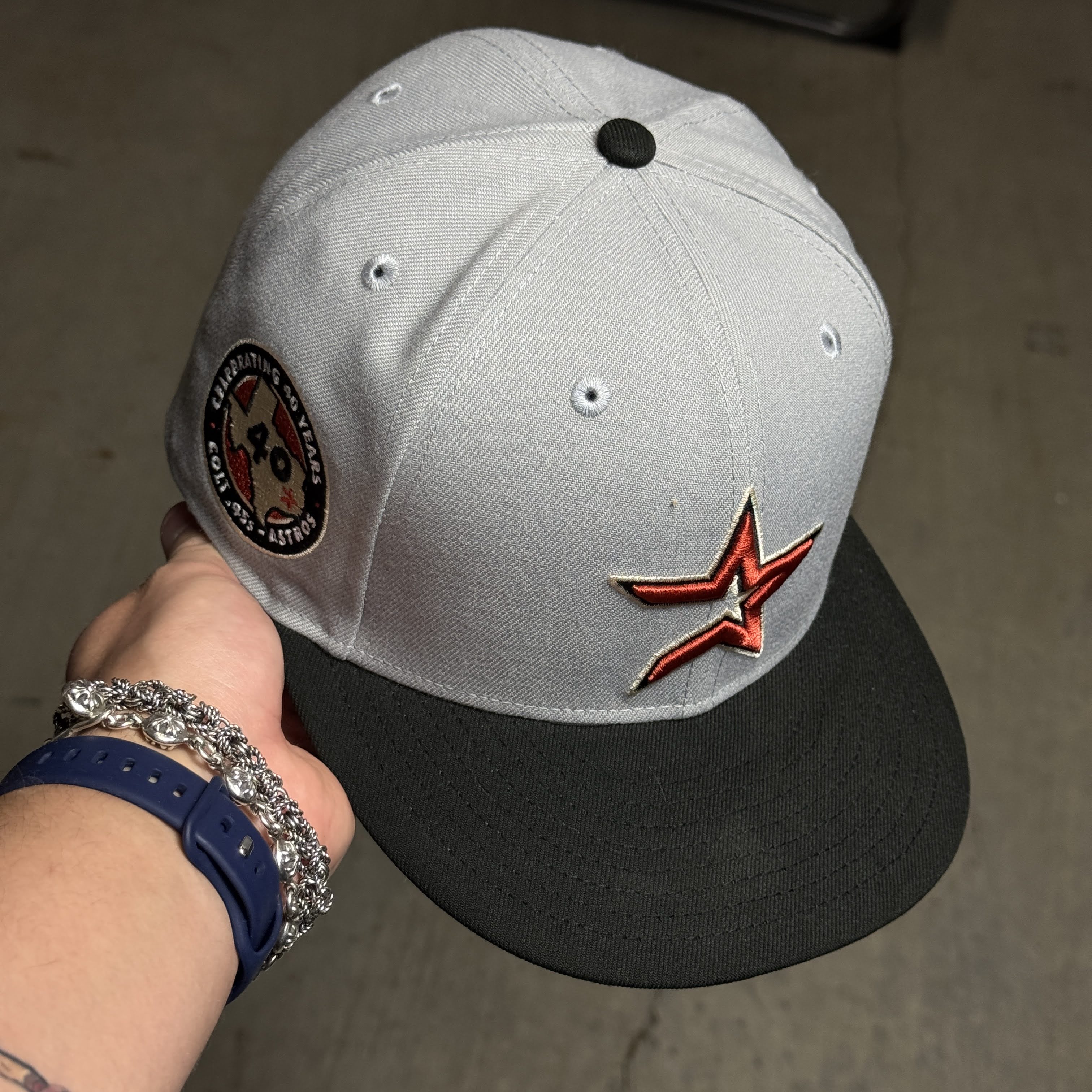USED 3/8 Gray Houston Astros Celebrating 40 Years 59fifty New Era Fitted Hat Cap