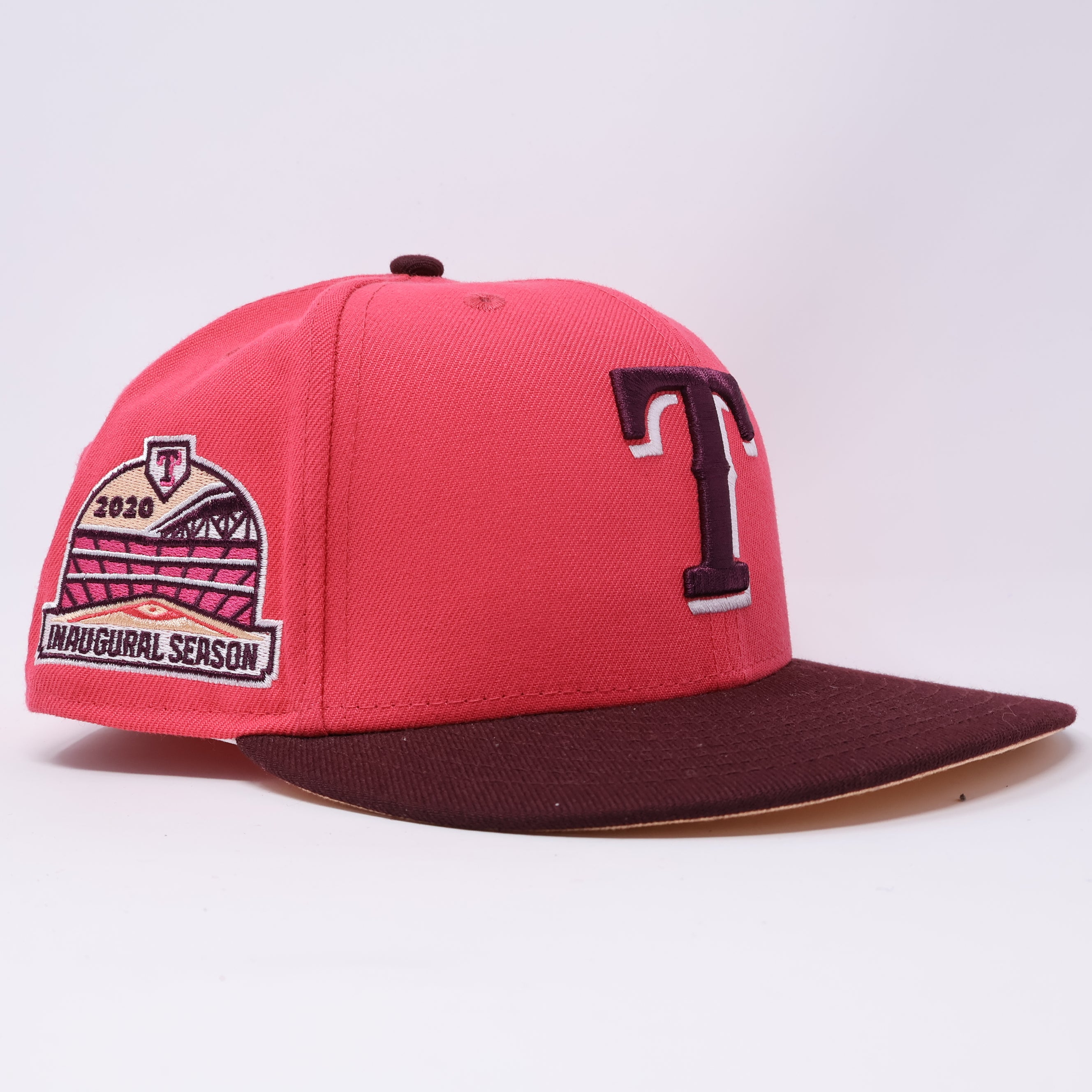 USED 1/4 Pink Dallas Texas Rangers Inaugural Season 59fifty New Era Fitted Hat Cap