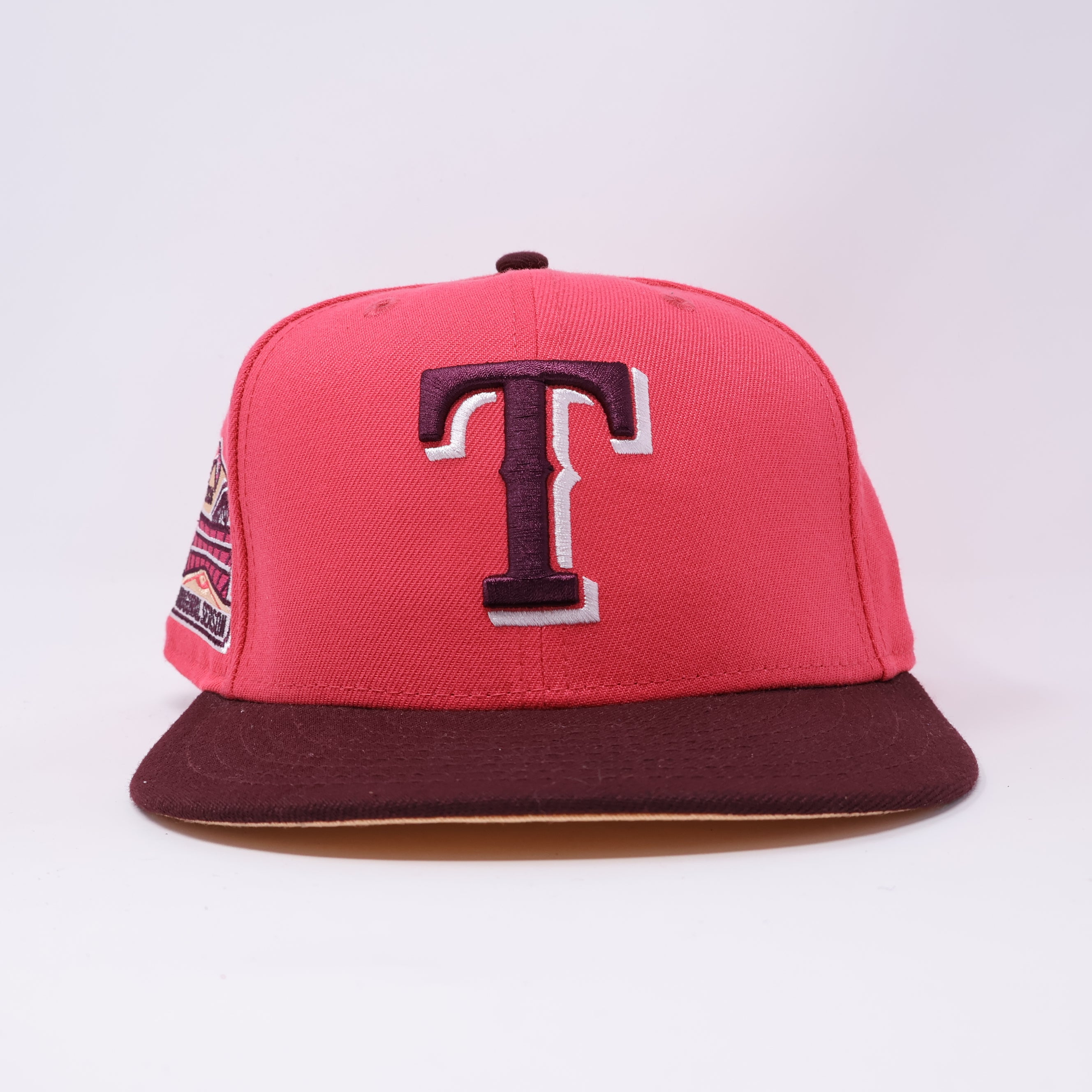 USED 1/4 Pink Dallas Texas Rangers Inaugural Season 59fifty New Era Fitted Hat Cap