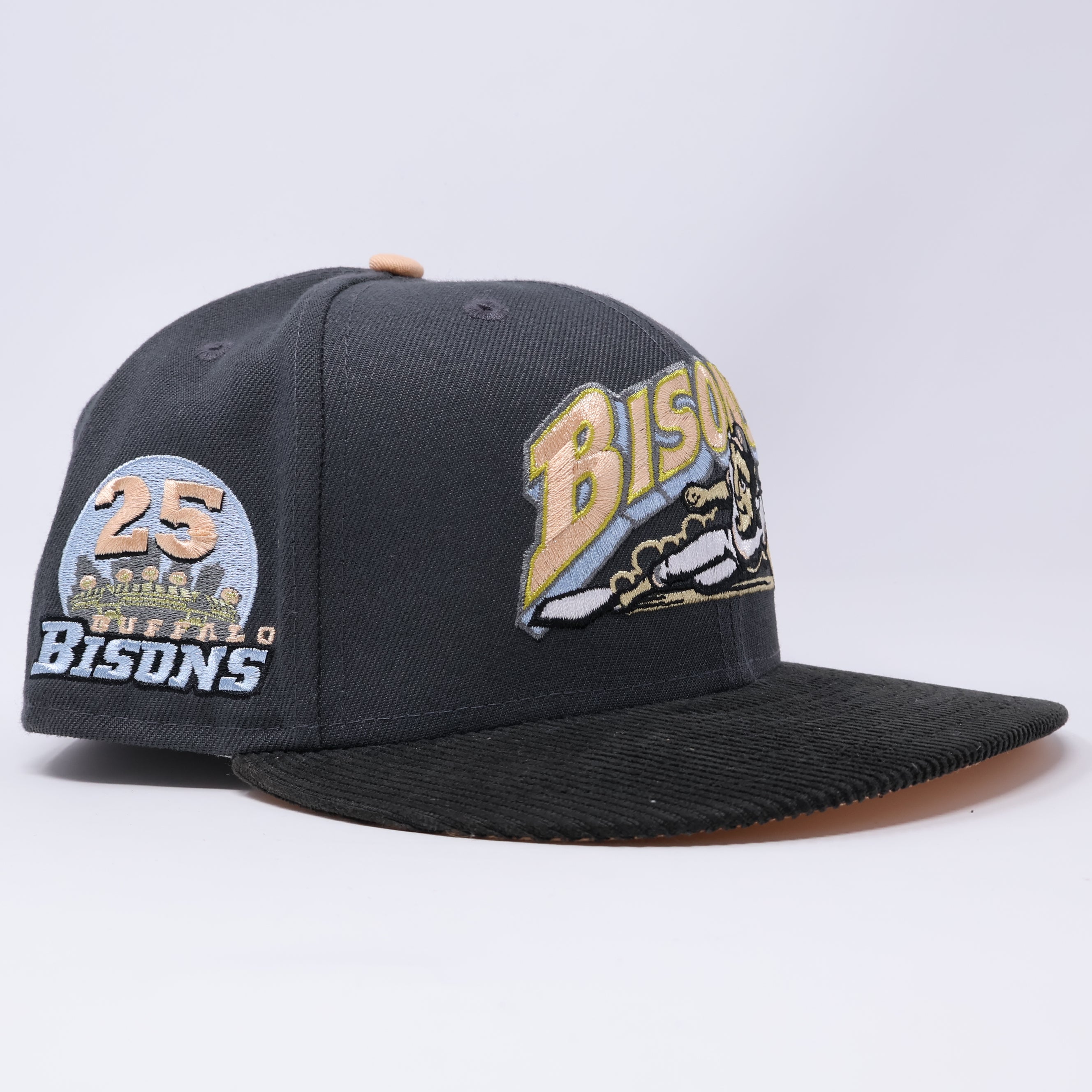 USED 1/4 Gray Buffalo Bisons 25th Anniversary 59fifty New Era Fitted Hat Cap
