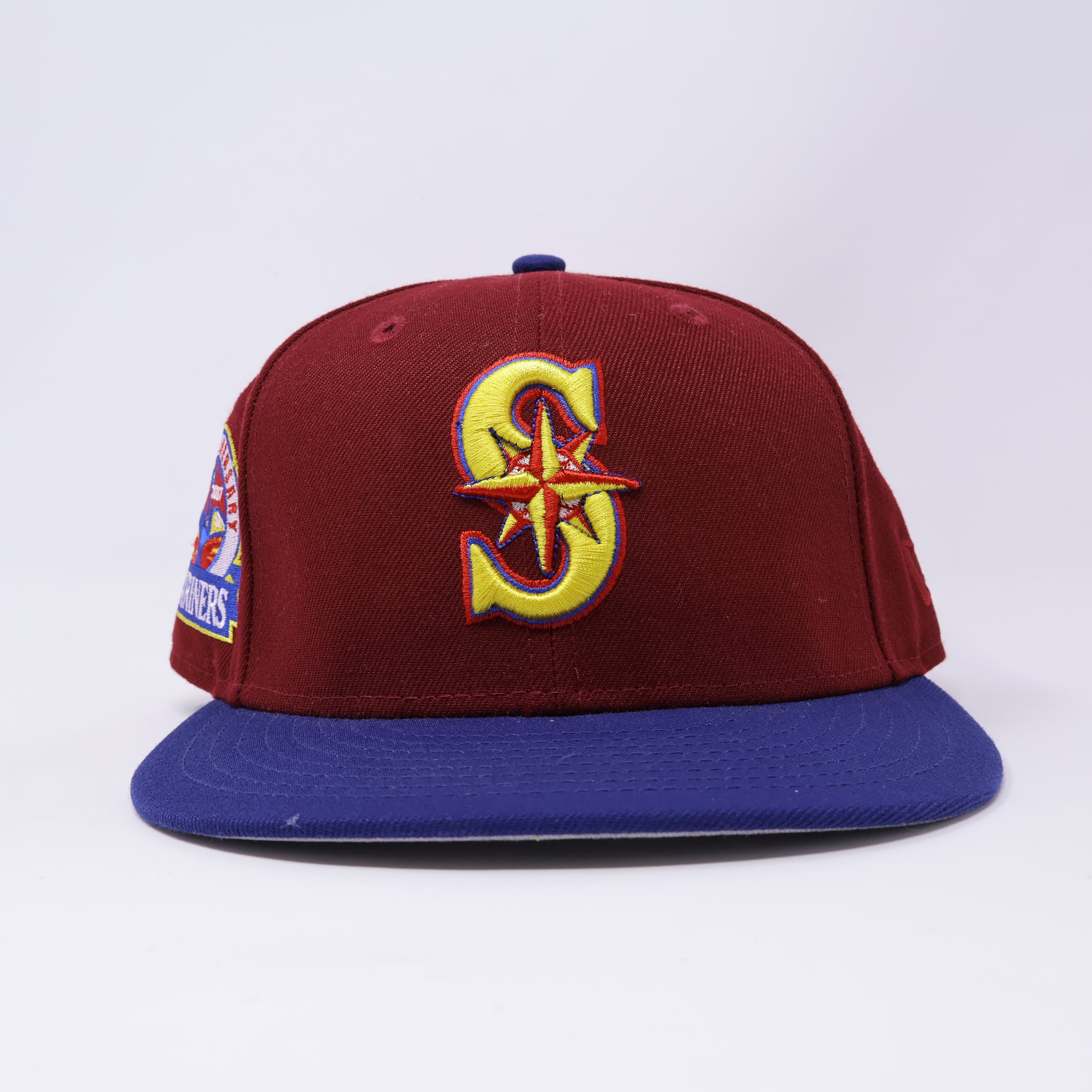 USED Burgundy Seattle Mariners 30th Anniversary 59fifty New Era Fitted Hat Cap