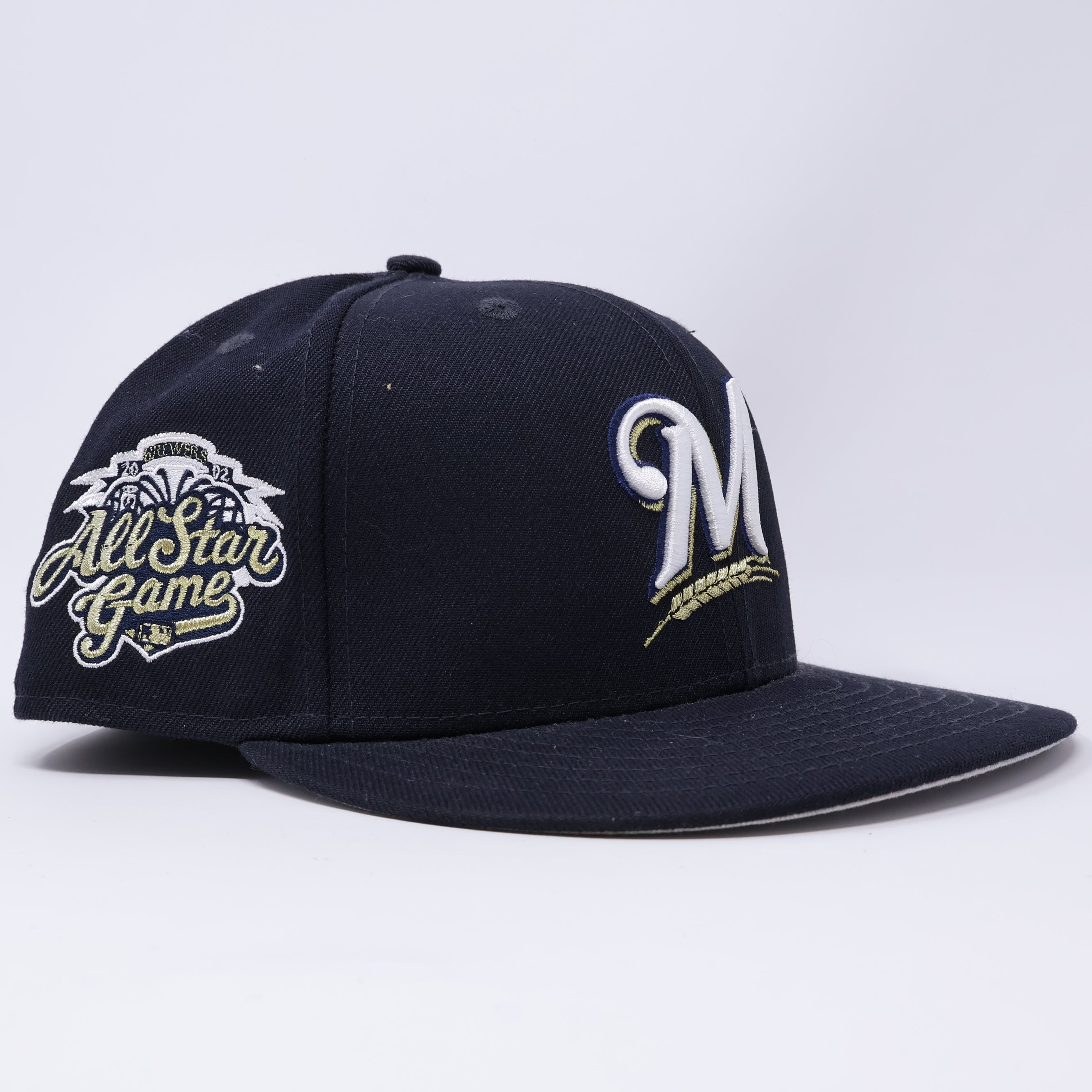 USED 1/4 Navy Milwaukee Brewers 2002 All Star Game 59fifty New Era Fitted Hat Cap