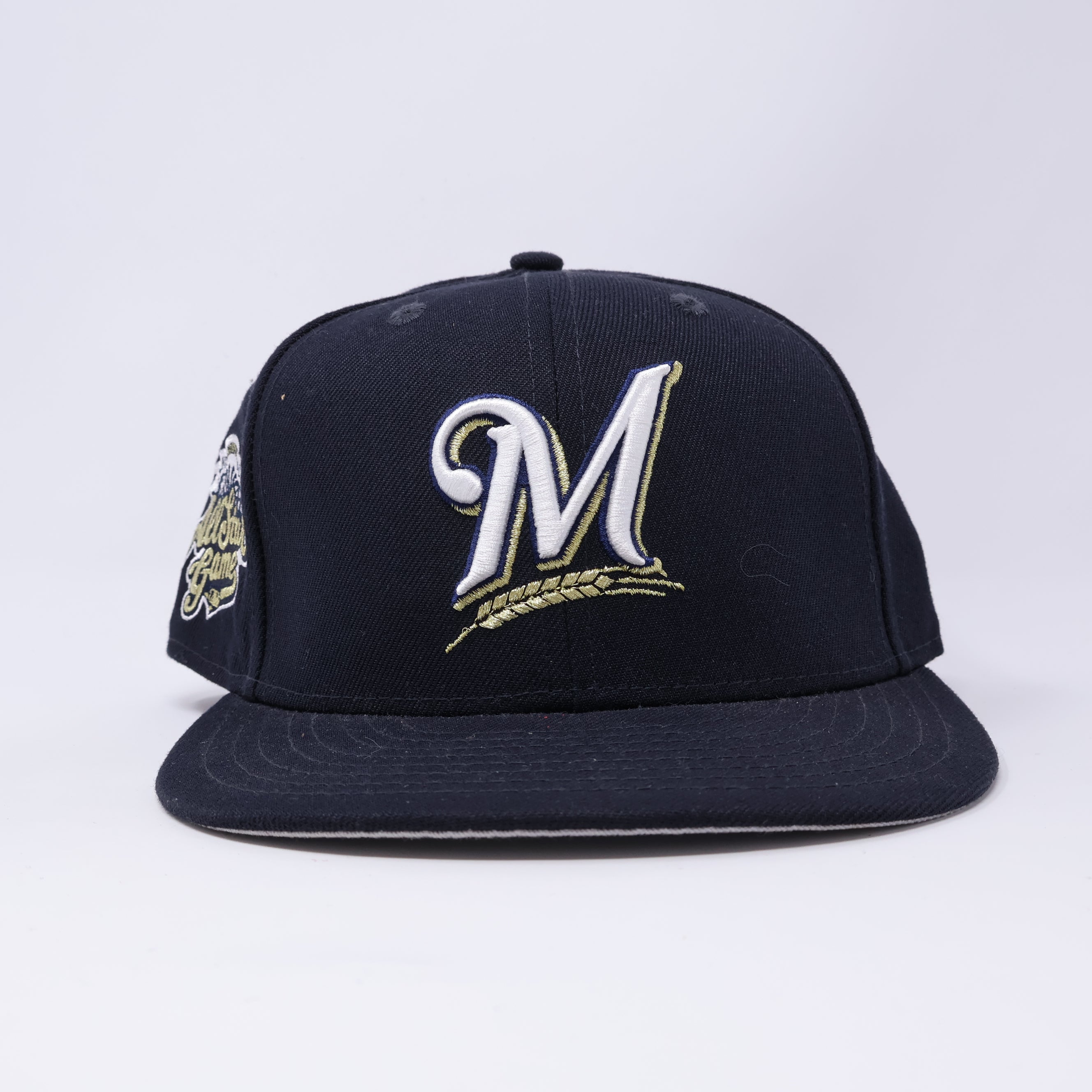 USED 1/4 Navy Milwaukee Brewers 2002 All Star Game 59fifty New Era Fitted Hat Cap