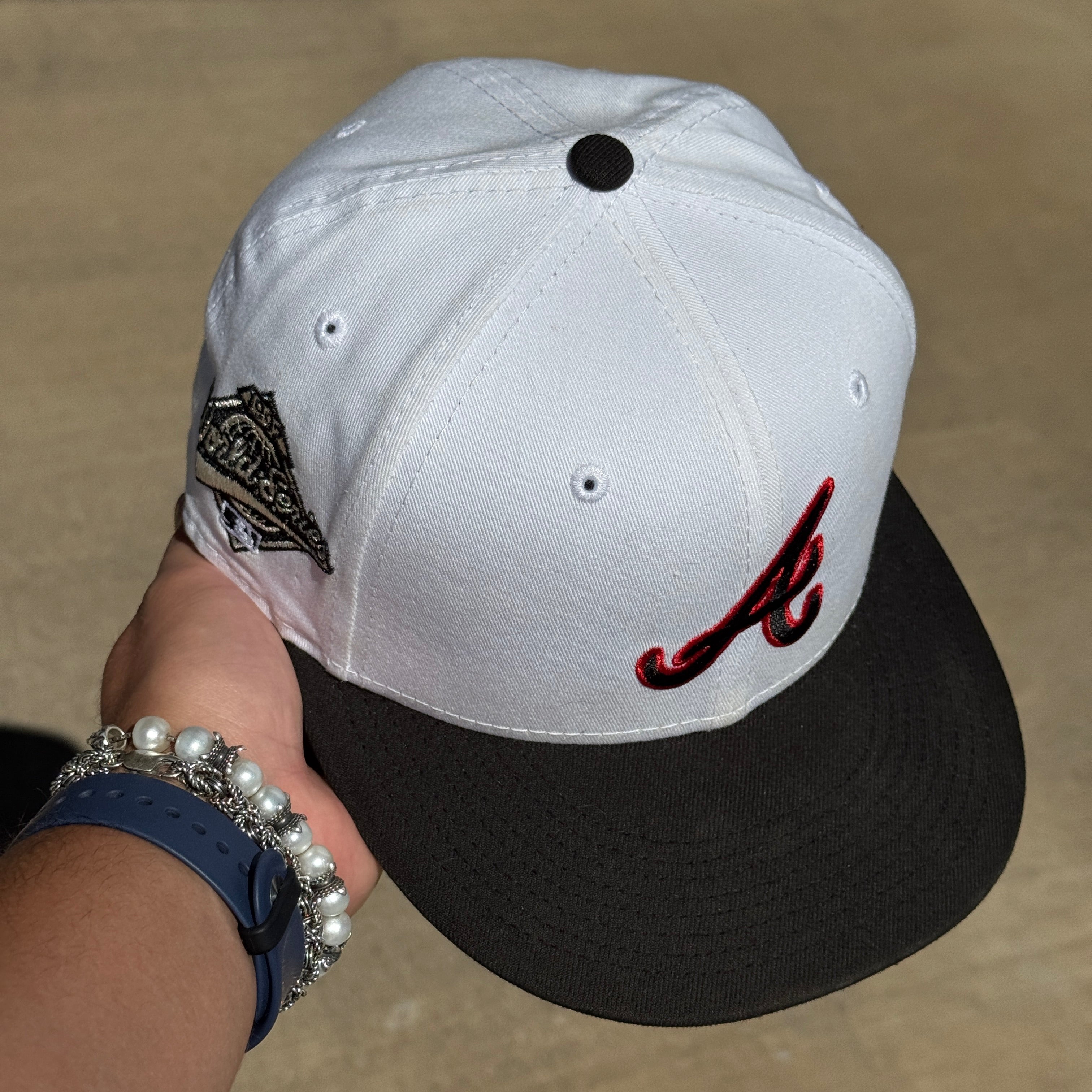 USED 1/8 White Atlanta Braves 1992 World Series 59fifty New Era Fitted Hat Cap