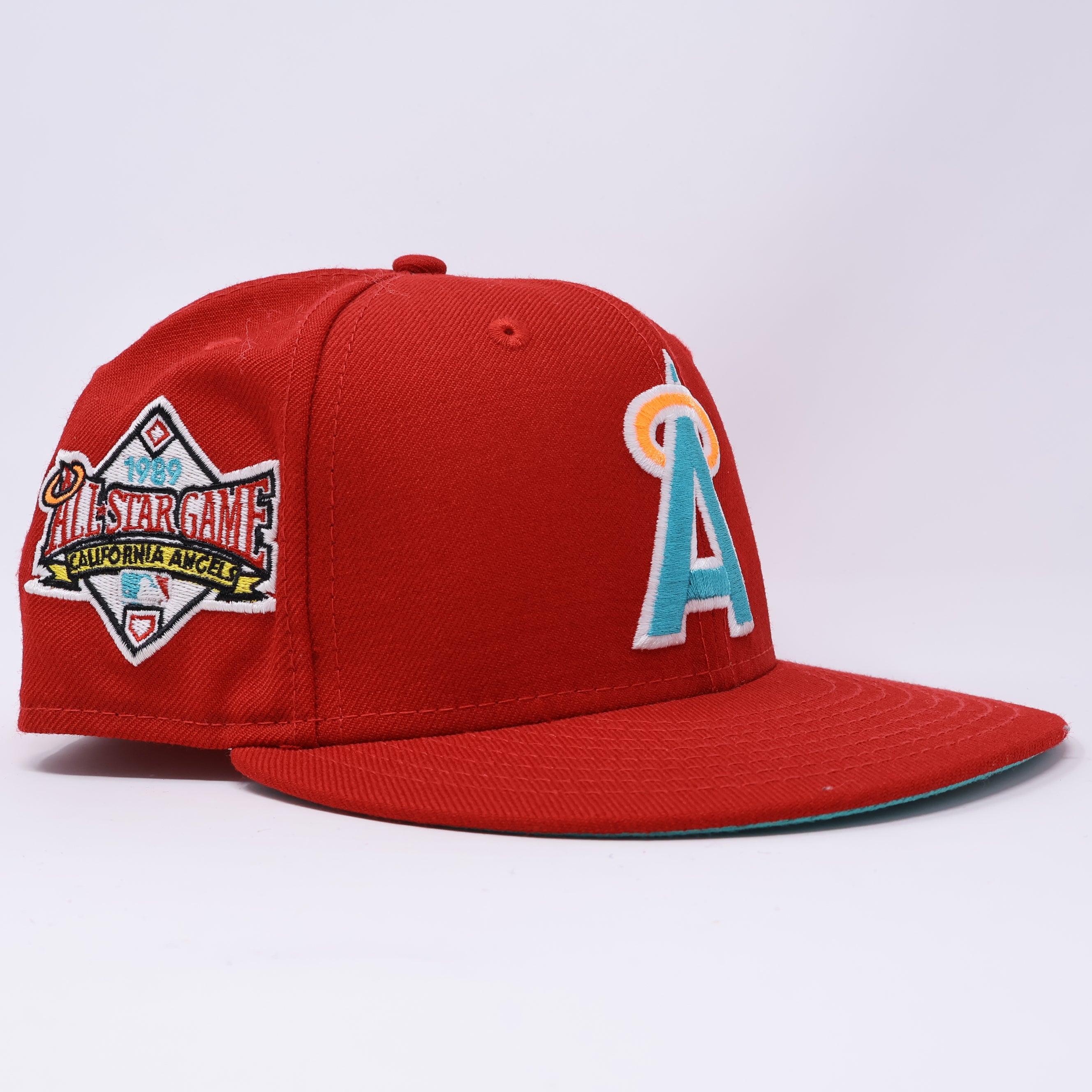 USED 1/4 Red California Angels 1989 All Star Game 59fifty New Era Fitted Hat Cap