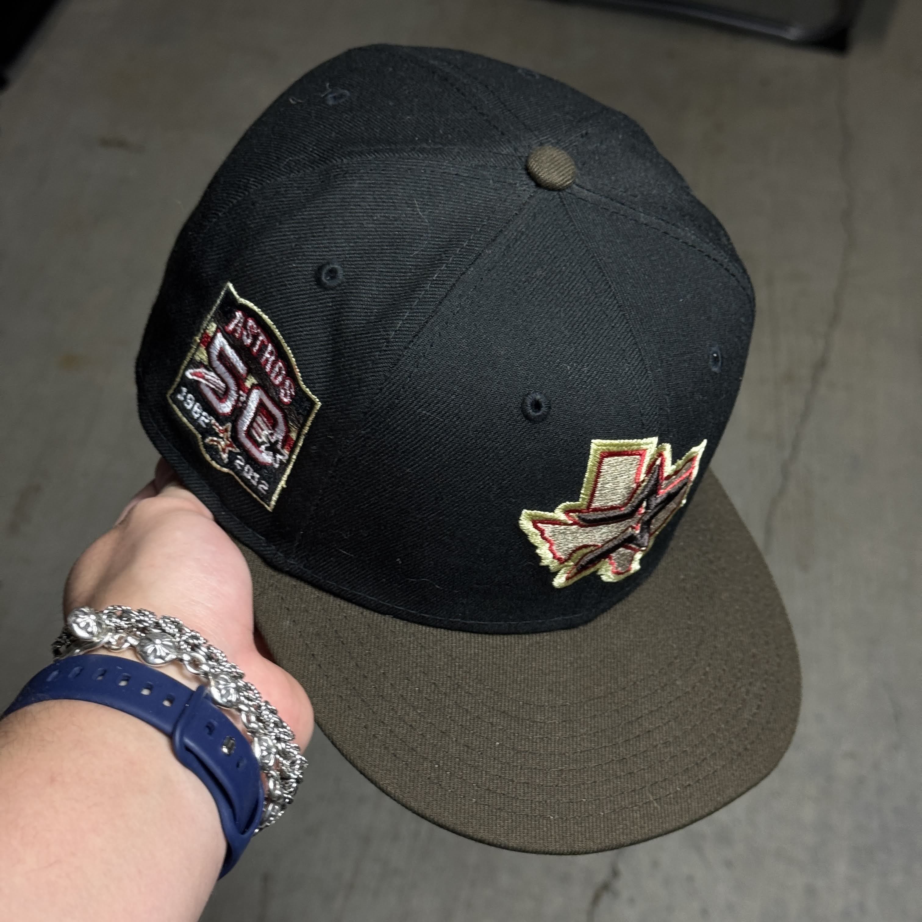 USED 3/8 Black Houston Astros 50th Anniversary 59fifty New Era Fitted Hat Cap