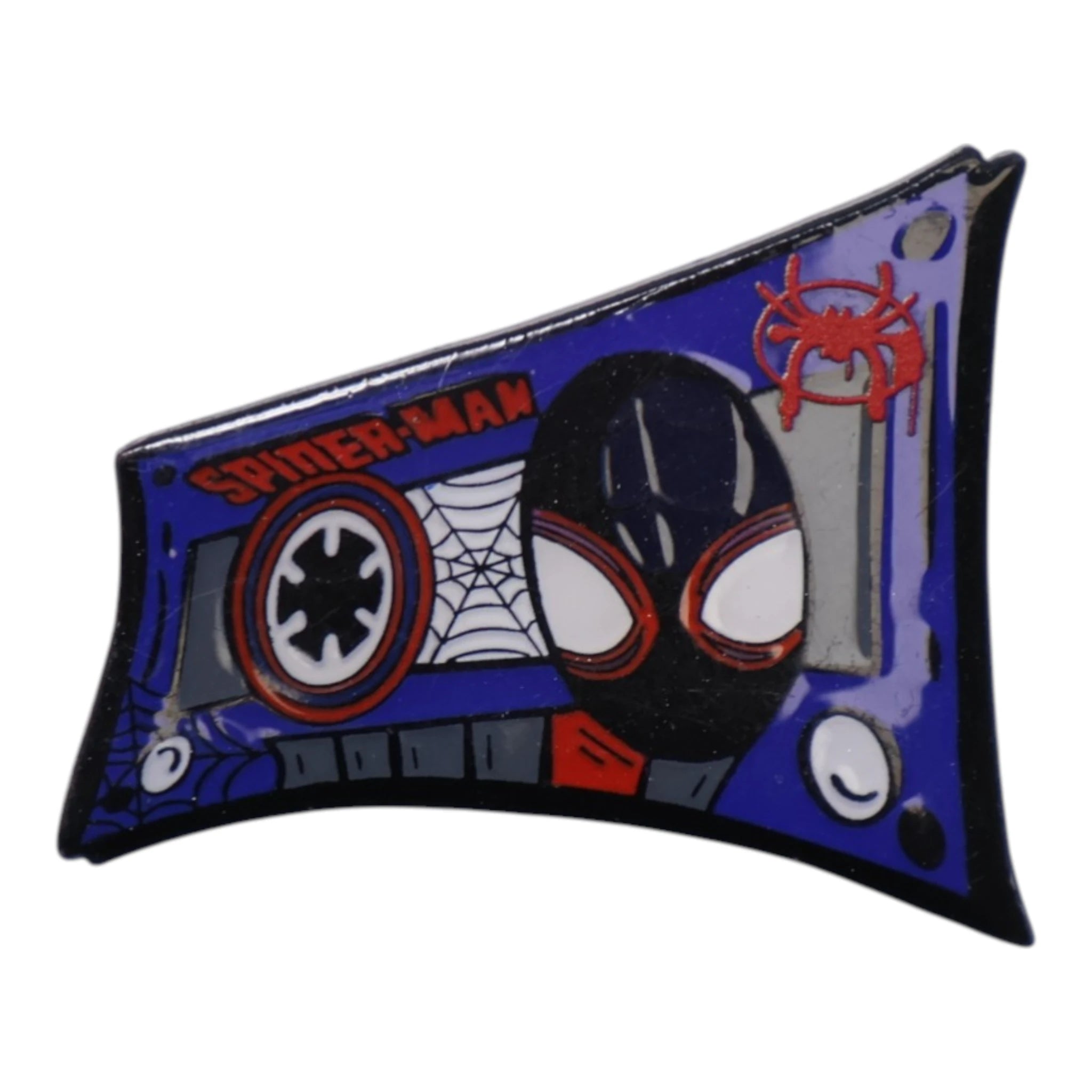 Umbrella Heights Spiderman Purple Red Black Plating Casette Tape Graphic Pin