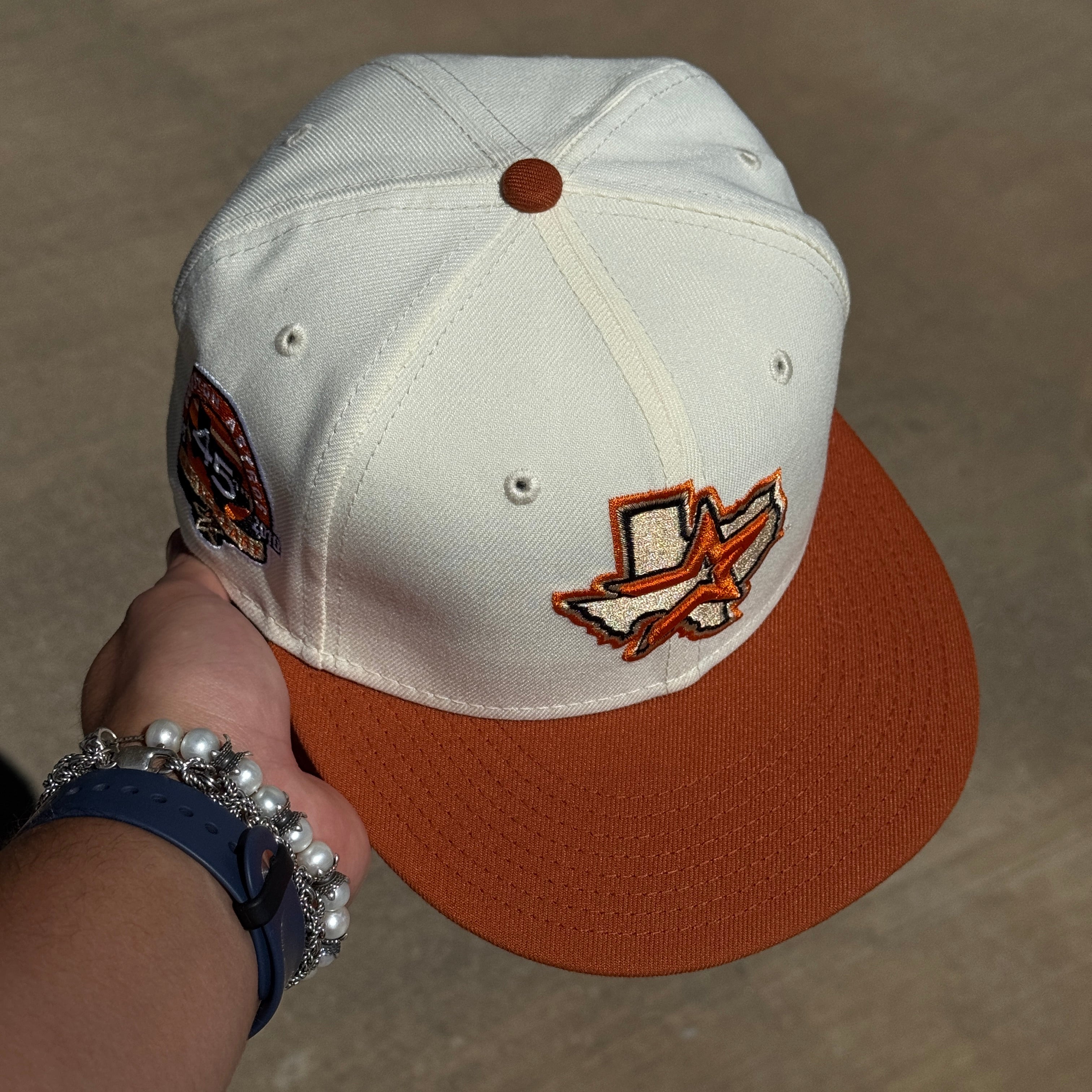 USED 1/8 Chrome Houston Astros 45th Anniversary 59fifty New Era Fitted Hat Cap