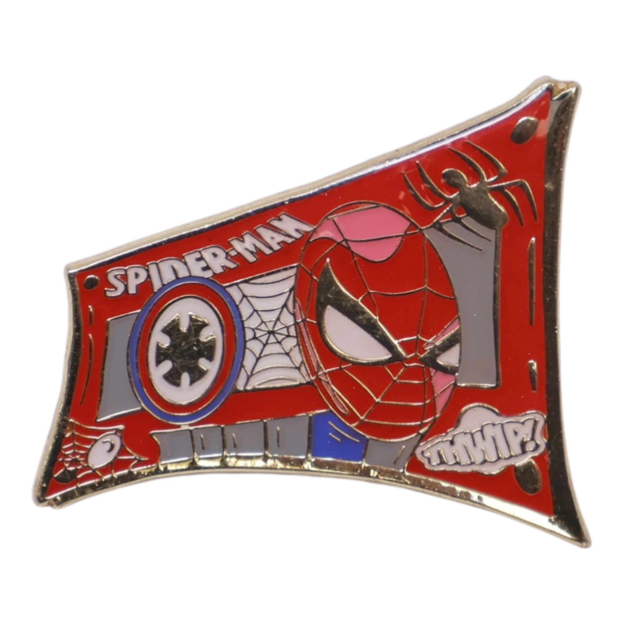 Umbrella Heights Spiderman Comic Casette Tape Graphic Pin