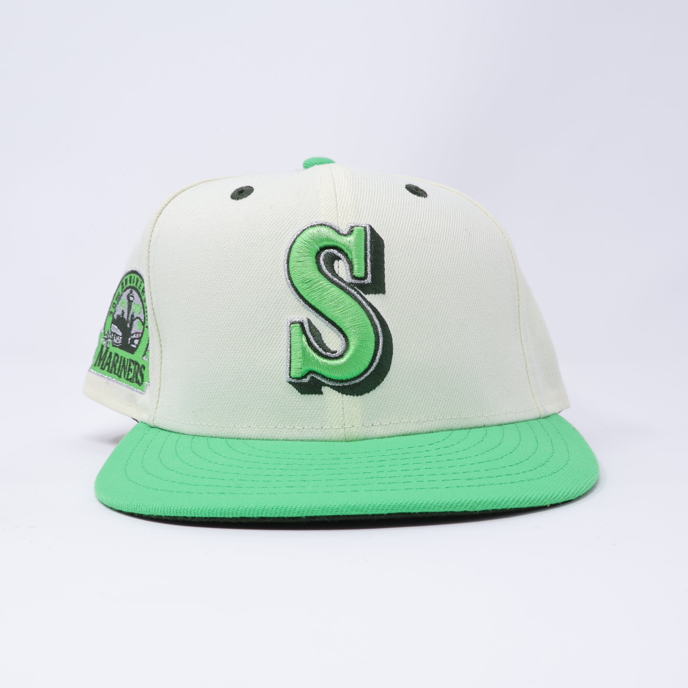 USED 1/4 Chrome Seattle Mariners 30th Anniversary 59fifty New Era Fitted Hat Cap