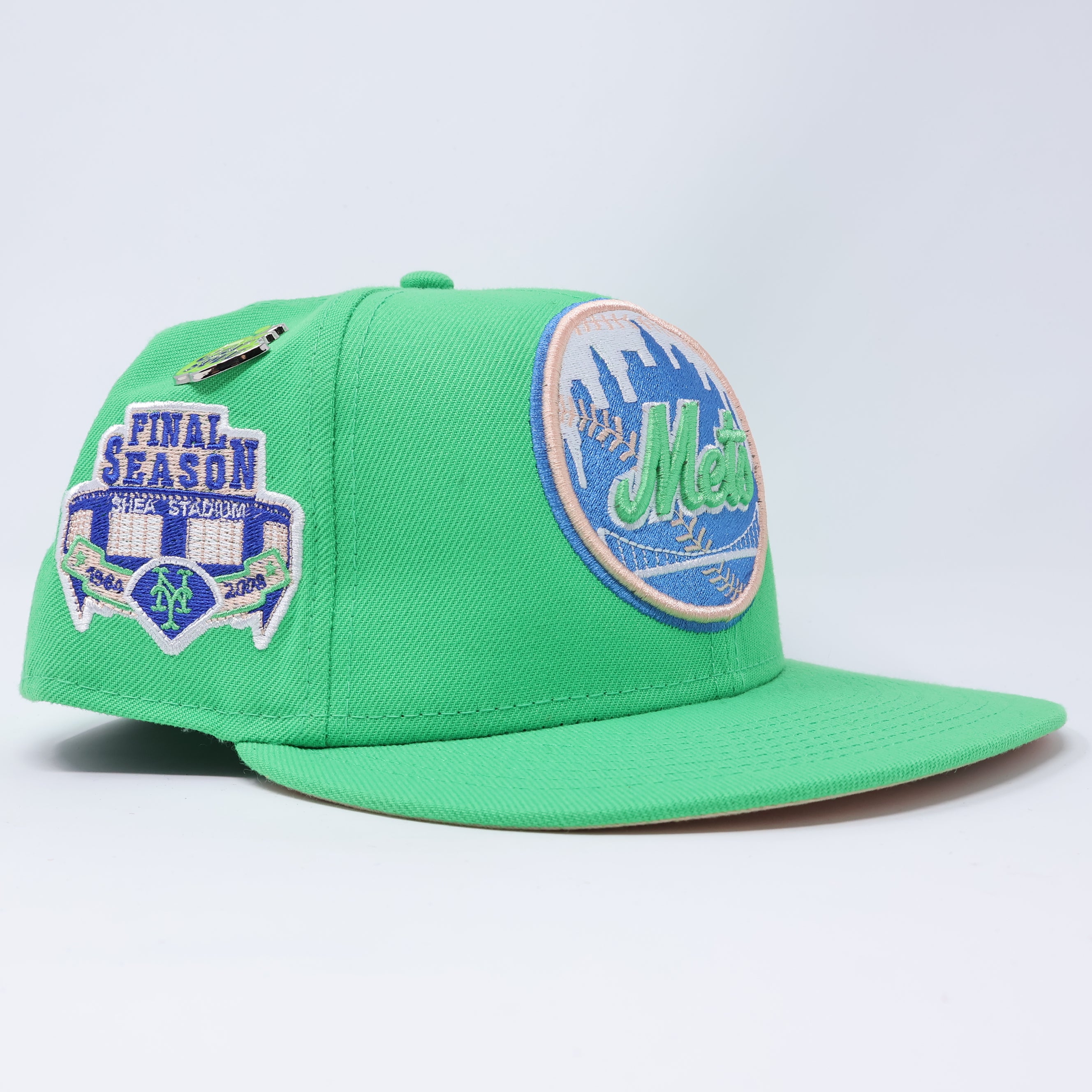 USED 1/4 Green New York Mets Final Season Shea Stadium 59fifty New Era Fitted Hat Cap