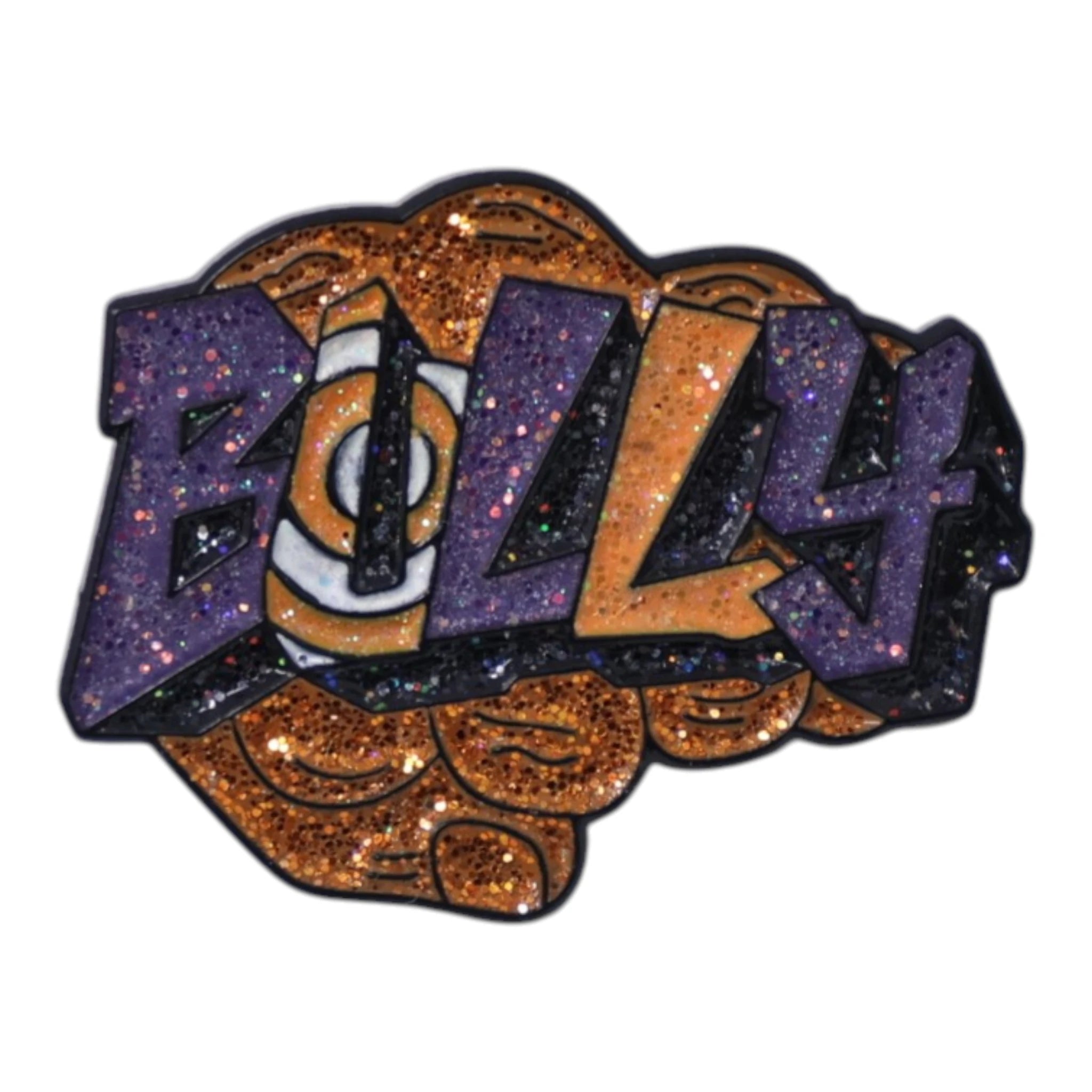 BULLY Orange Fist Purple Text Graphic Pin
