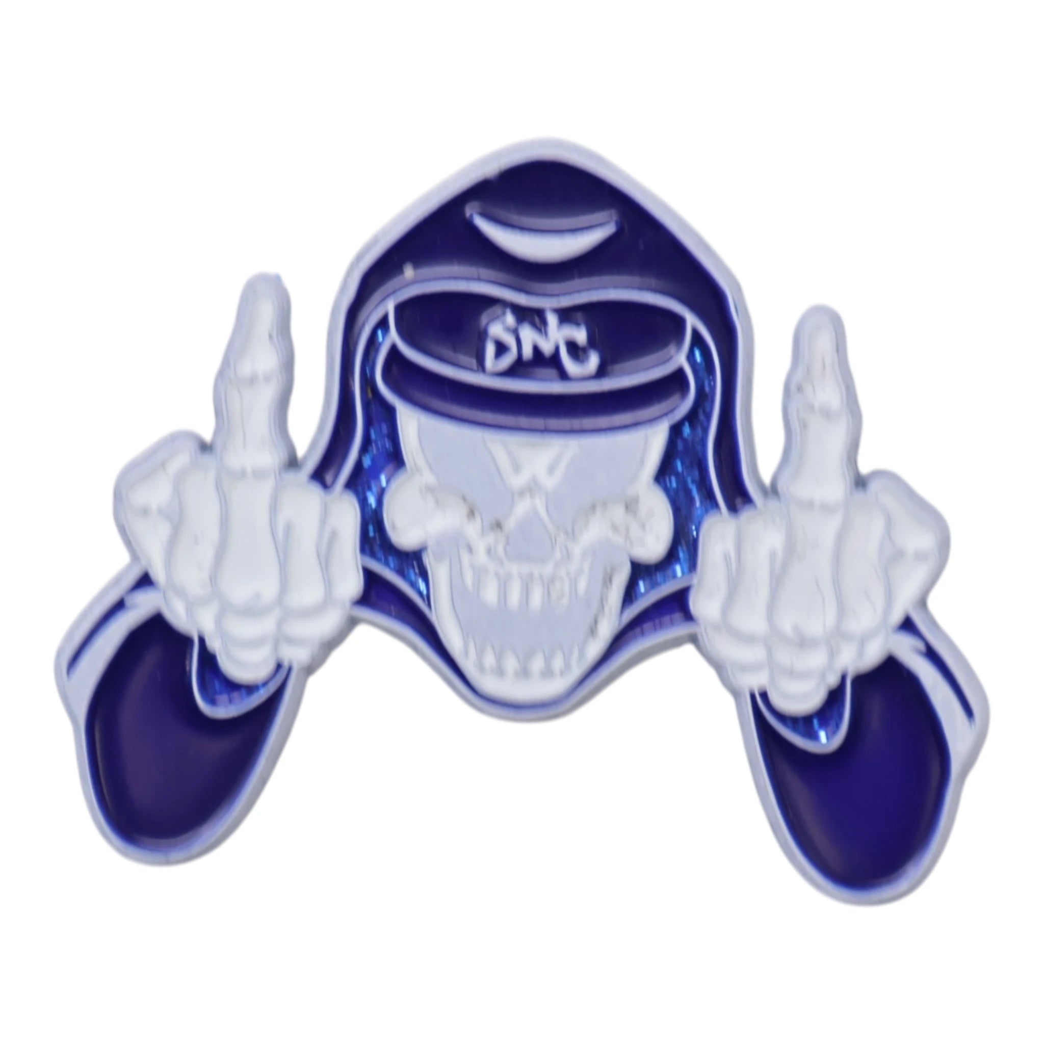SNC Blue/White F Your Feelings Skeleton MLB Logo Pin