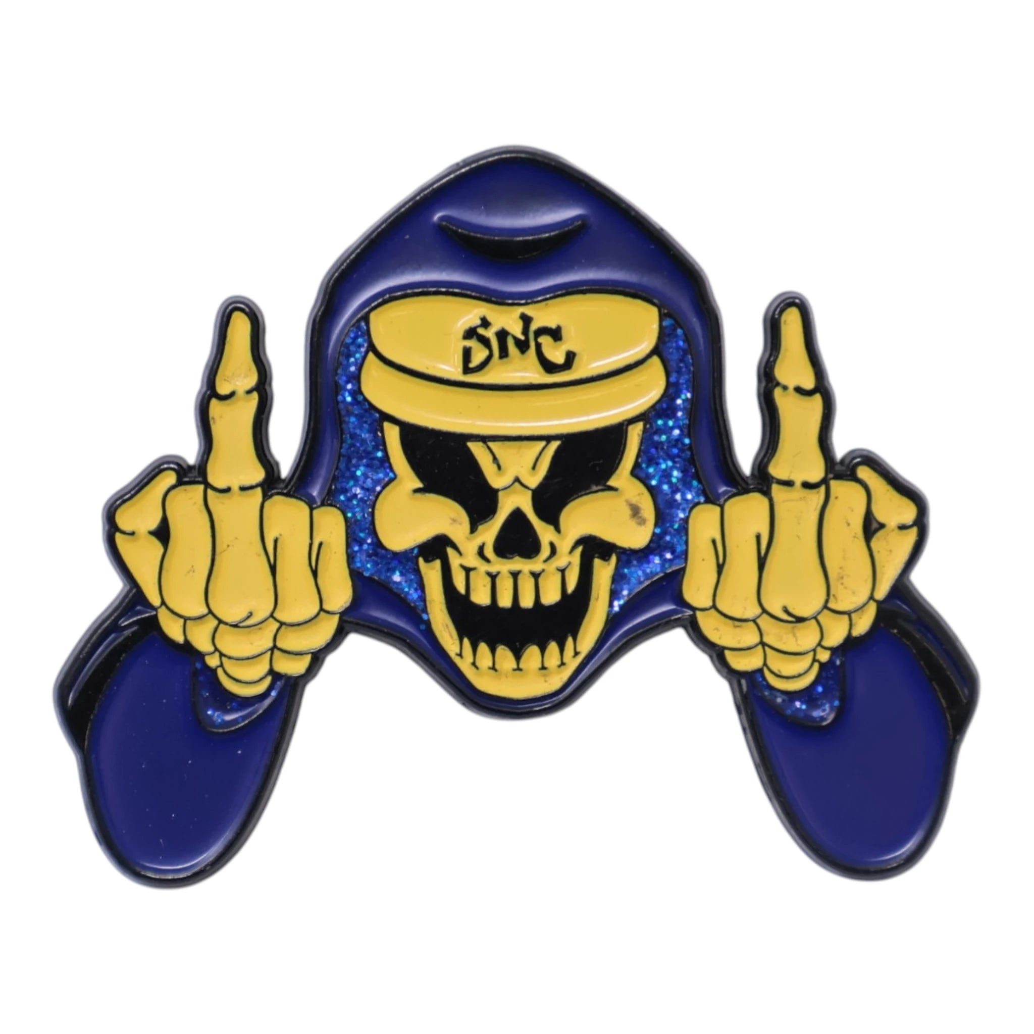 SNC Blue/Yellow F Your Feelings Skeleton MLB Logo Pin