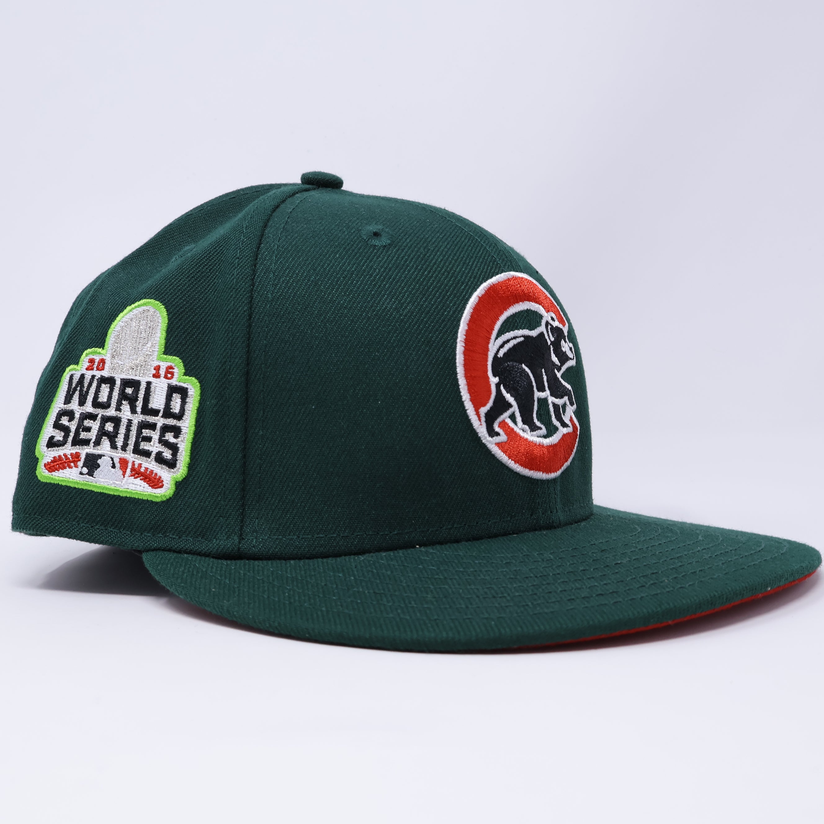 USED 3/8 Green Chicago Cubs 2016 World Series 59fifty New Era Fitted Hat Cap