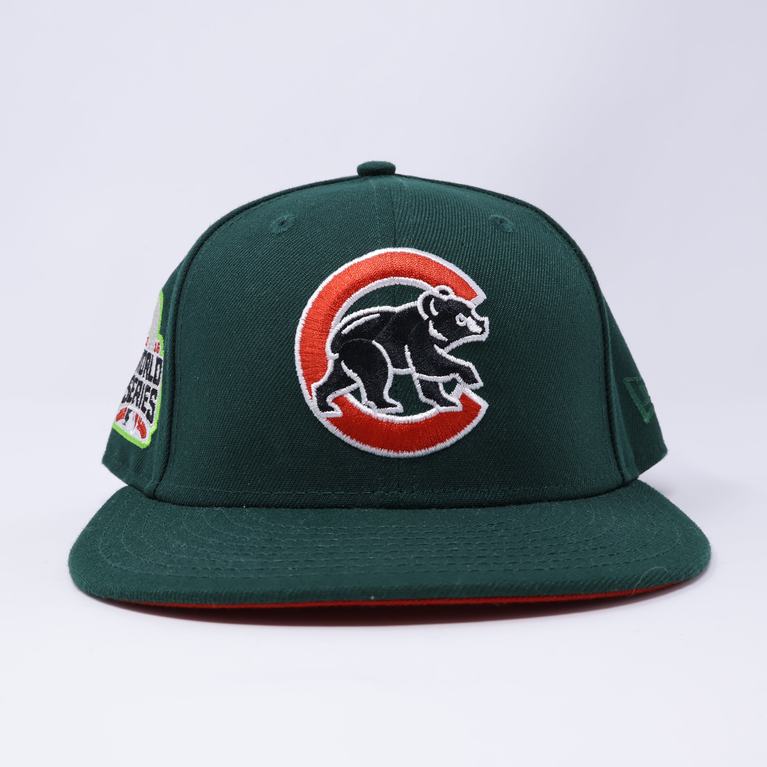 USED 3/8 Green Chicago Cubs 2016 World Series 59fifty New Era Fitted Hat Cap