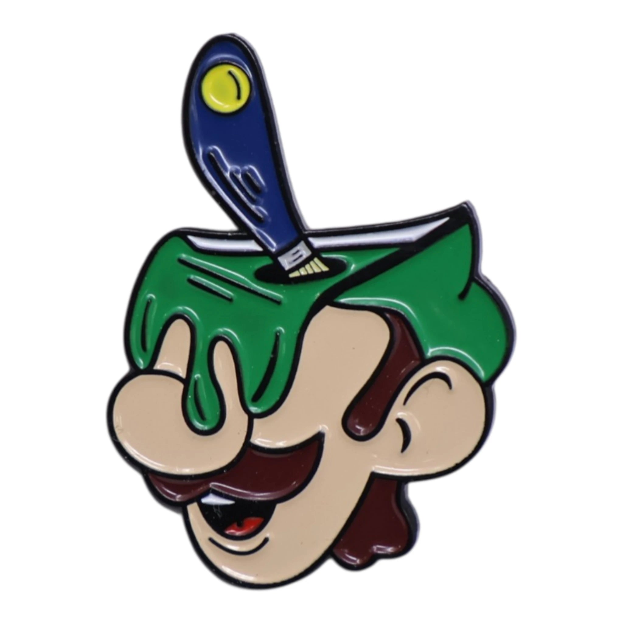 Green Plumber Character Paint Bucket Graphic Pin