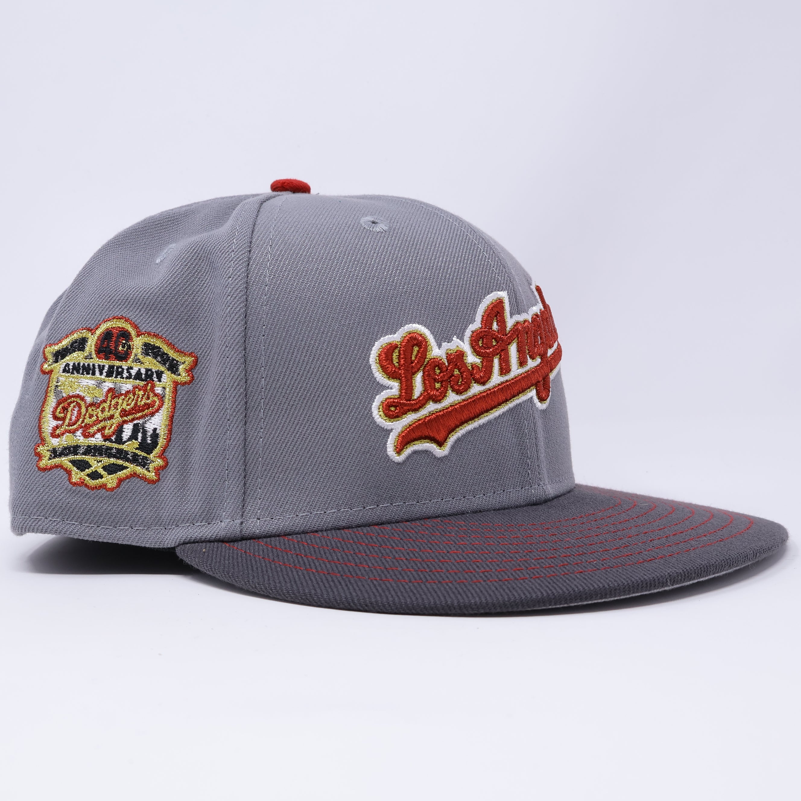USED 3/8 Gray Los Angeles 40th Anniversary 59fifty New Era Fitted Hat Cap