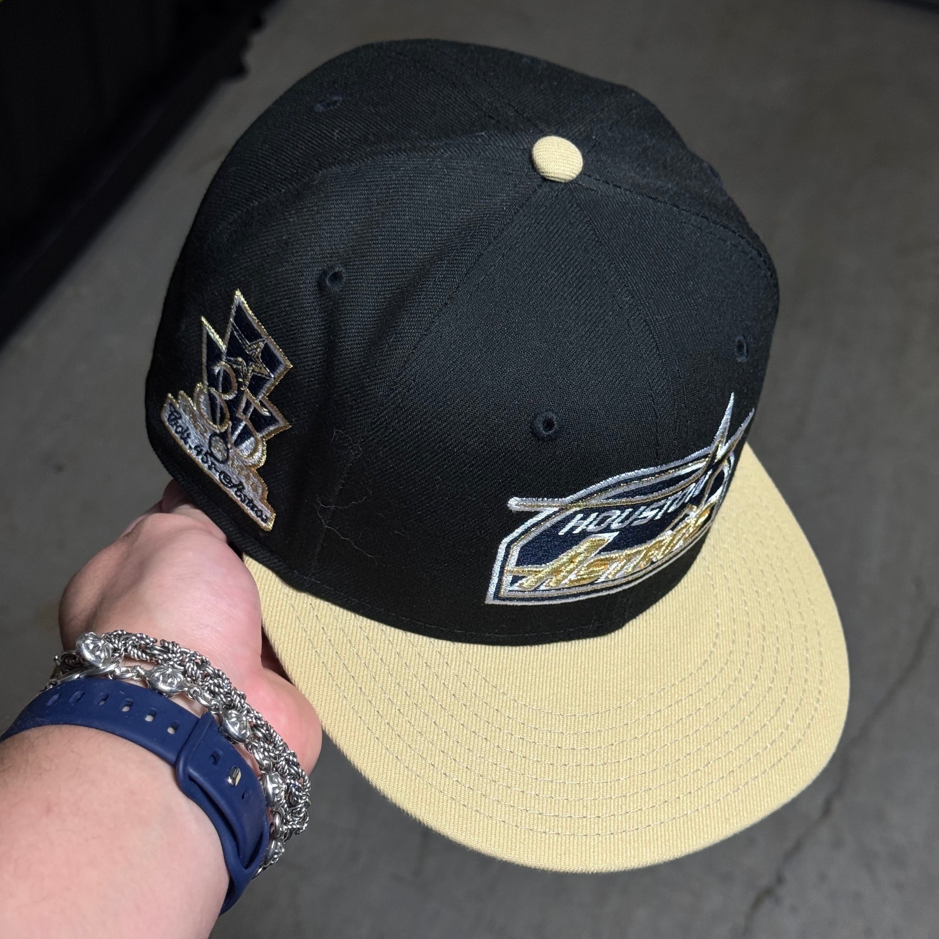 USED 3/8 Black Houston Astros 35th Anniversary 59fifty New Era Fitted Hat Cap