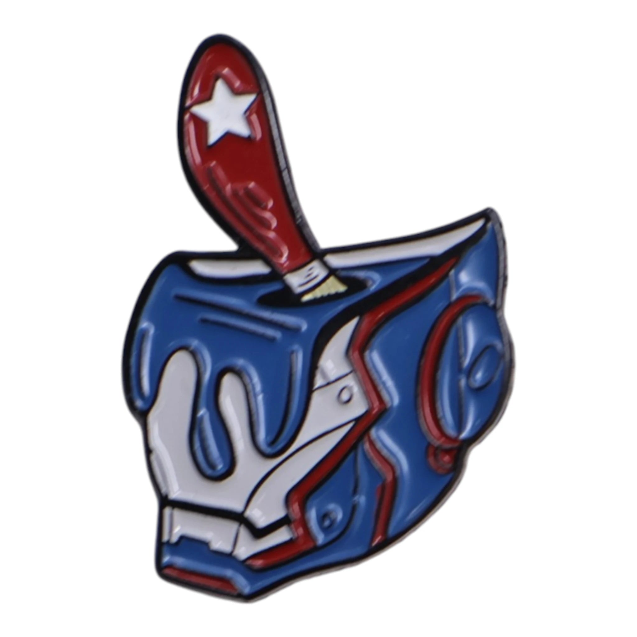Blue Ironman Bucket Graphic Pin