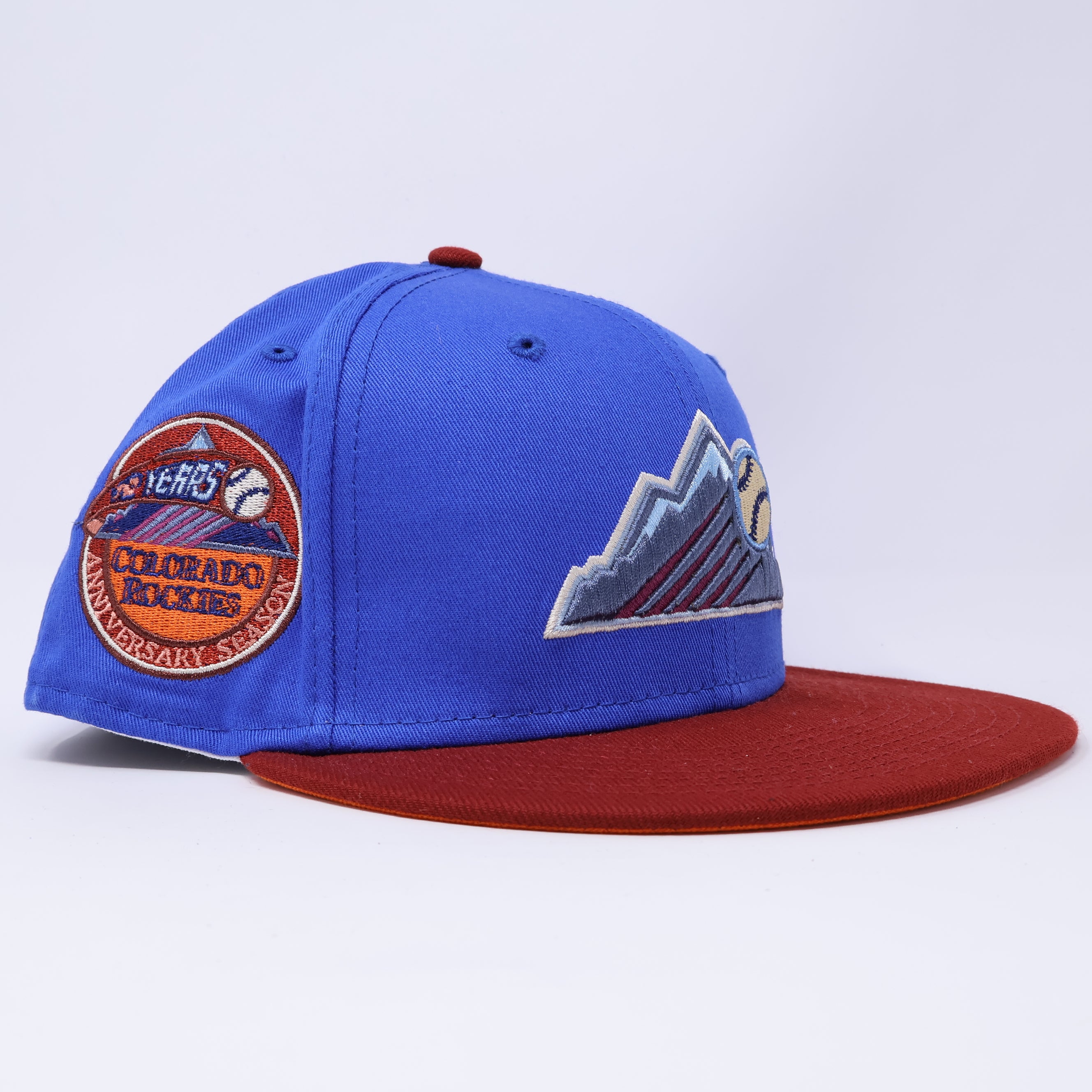 USED 3/8 Blue Colorado Rockies 10 Years Anniversary 59fifty New Era Fitted Hat Cap