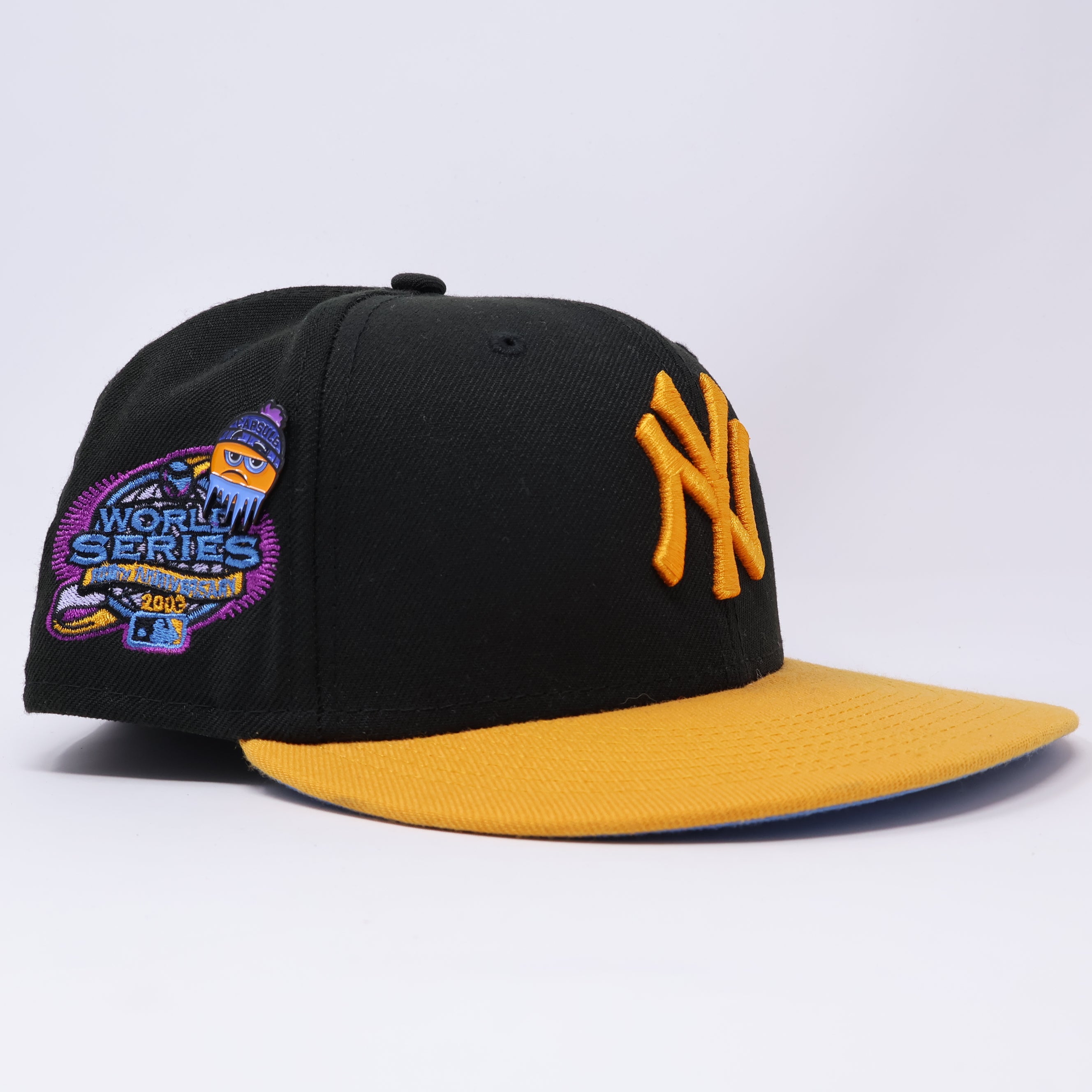 USED 1/4 Black New York Yankees 2003 World Series 59fifty New Era Fitted Hat Cap