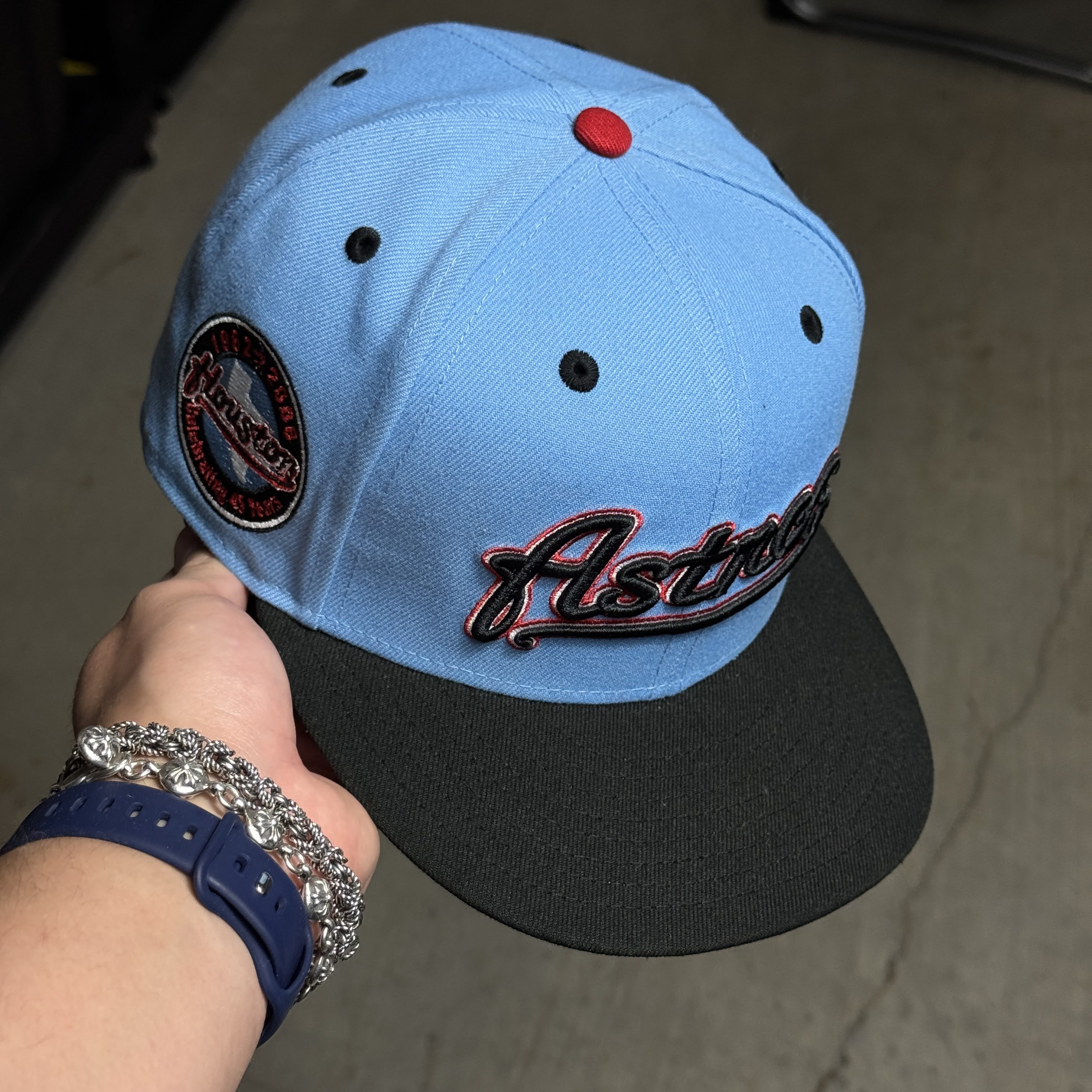 USED 3/8 Blue Houston Astros Celebrating 45 Years 59fifty New Era Fitted Hat Cap