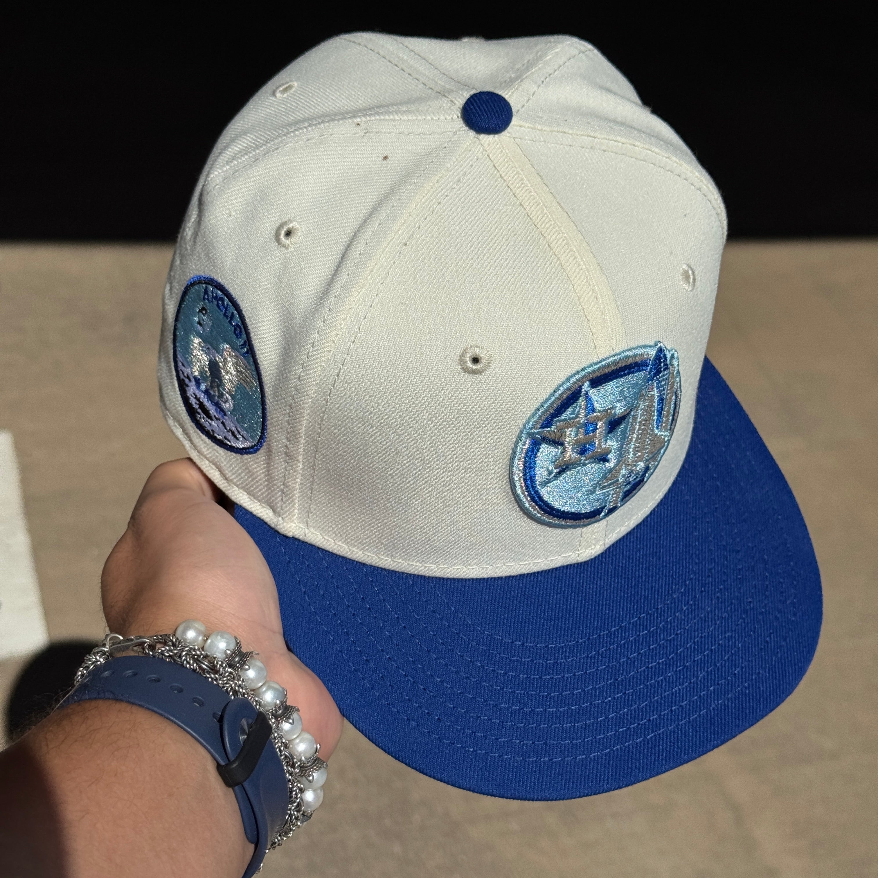 USED 1/8 Chrome Houston Astros Apollo 11 Nasa 59fifty New Era Fitted Hat Cap