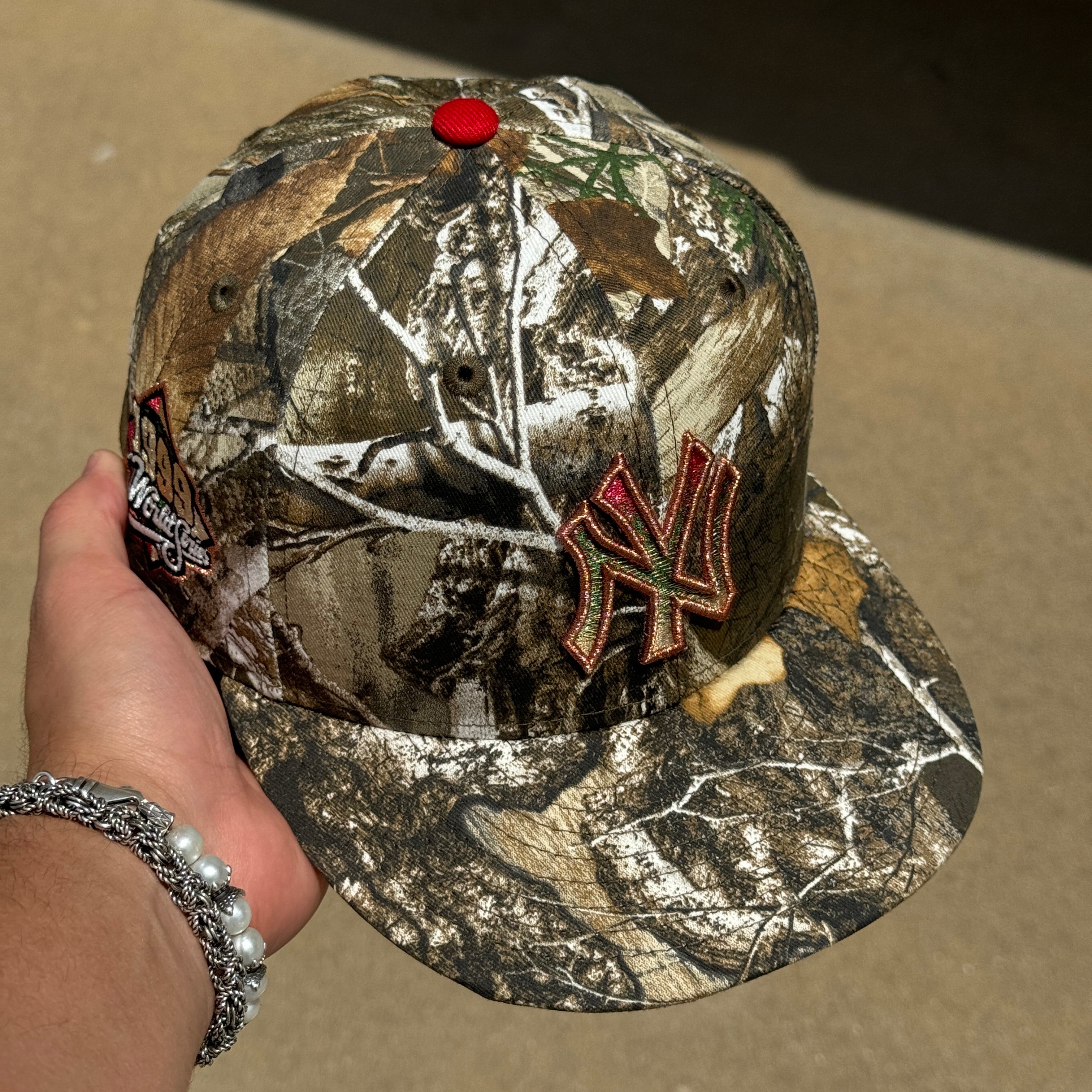 USED 1/8 Camo Realtree New York Yankees 1999 World Series 59FIFTY New Era Fitted Hat