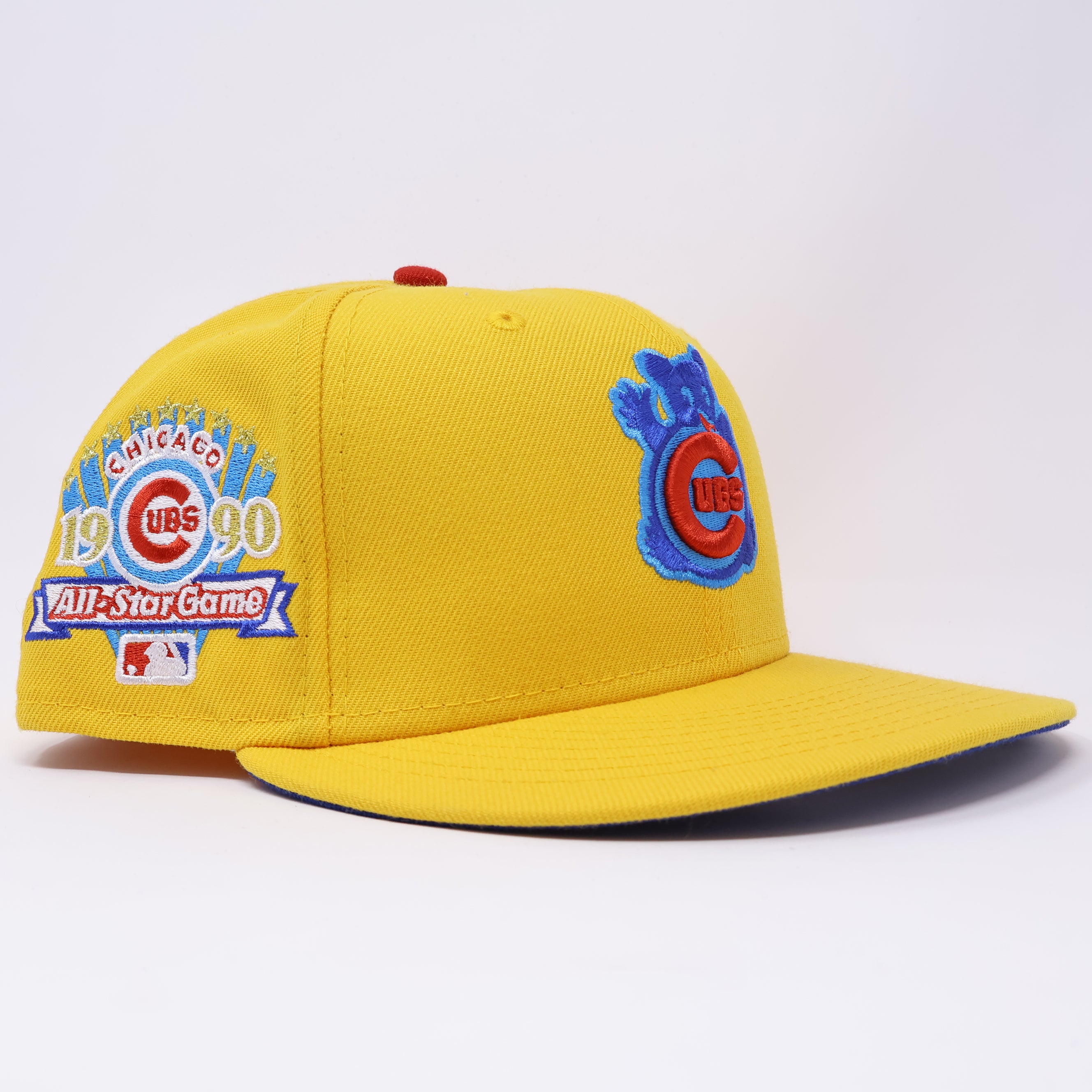 USED 3/8 Yellow Chicago Cubs 1990 All Star Game 59fifty New Era Fitted Hat Cap