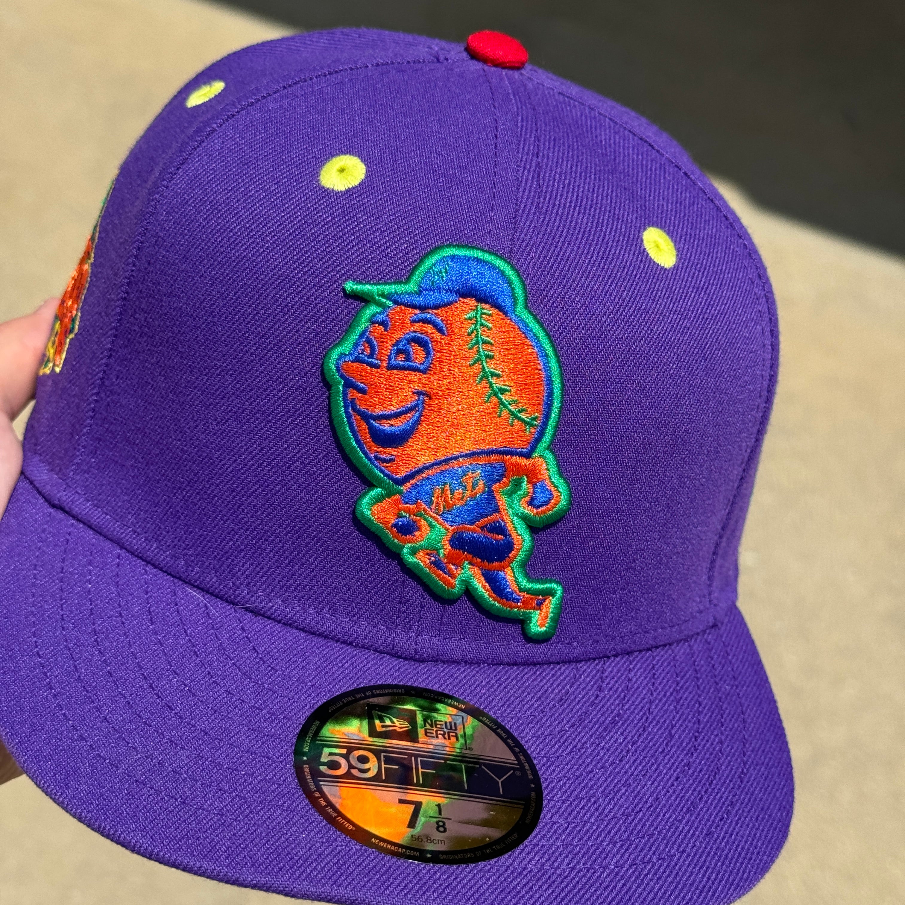 USED 1/8 Purple New York Mets World Series 2015 Mascot 59FIFTY New Era Fitted Hat