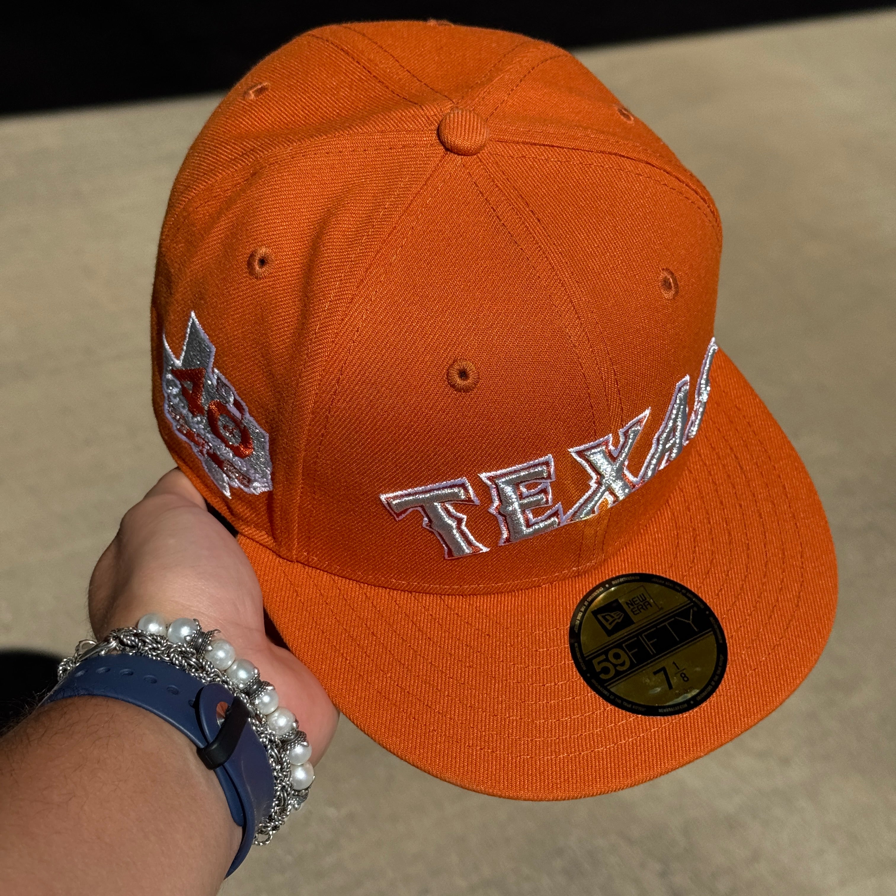 NWT 1/8 Rust Orange Dallas Texas Rangers 40th Anniversary 59fifty New Era Fitted Hat Cap