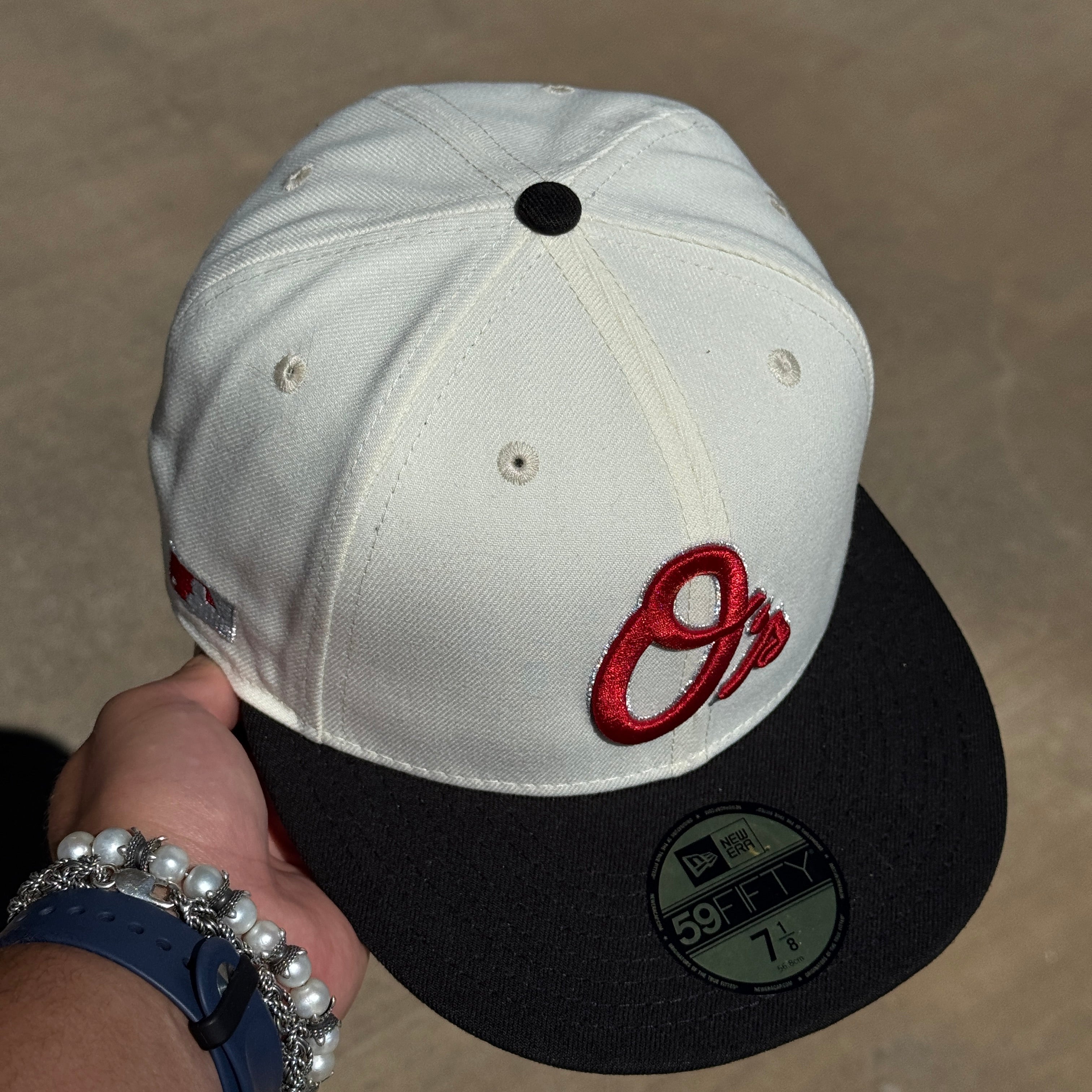 NWT 1/8 Chrome Balitmore Orioles Simple Clean Dope 59fifty New Era Fitted Hat Cap