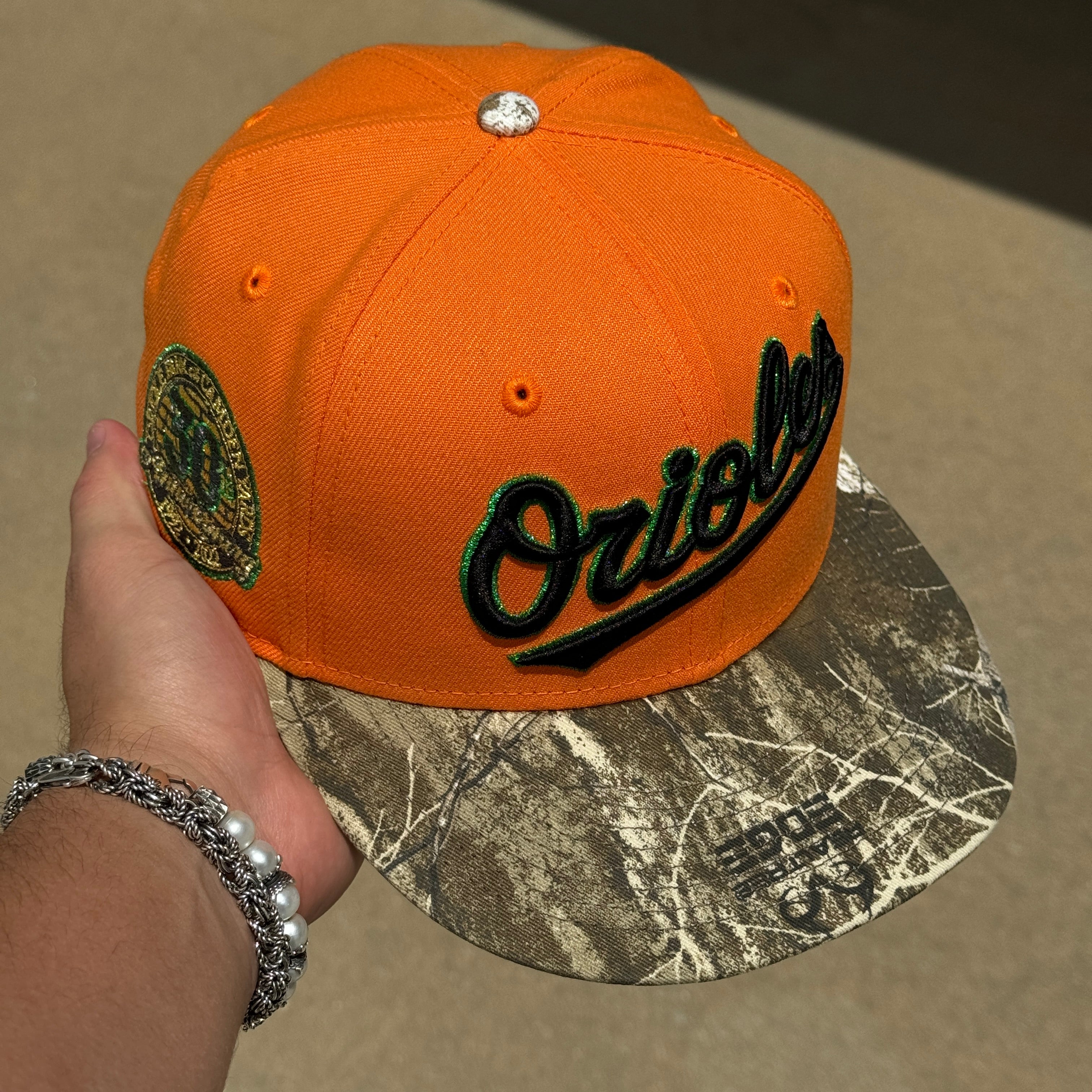 USED 1/8 Realtree Orange Baltimore Orioles 30th Anniversary 59FIFTY New Era Fitted Hat