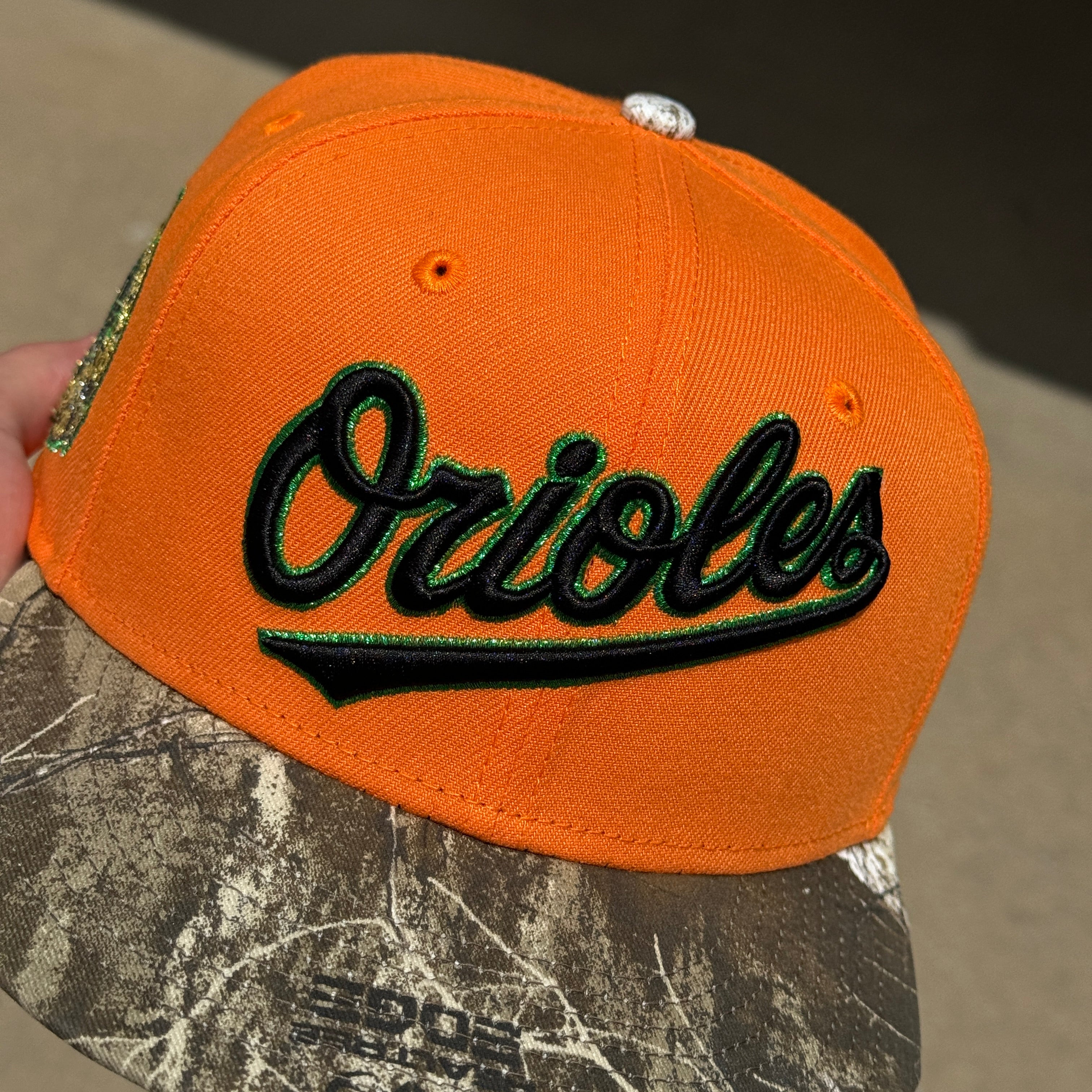 USED 1/8 Realtree Orange Baltimore Orioles 30th Anniversary 59FIFTY New Era Fitted Hat