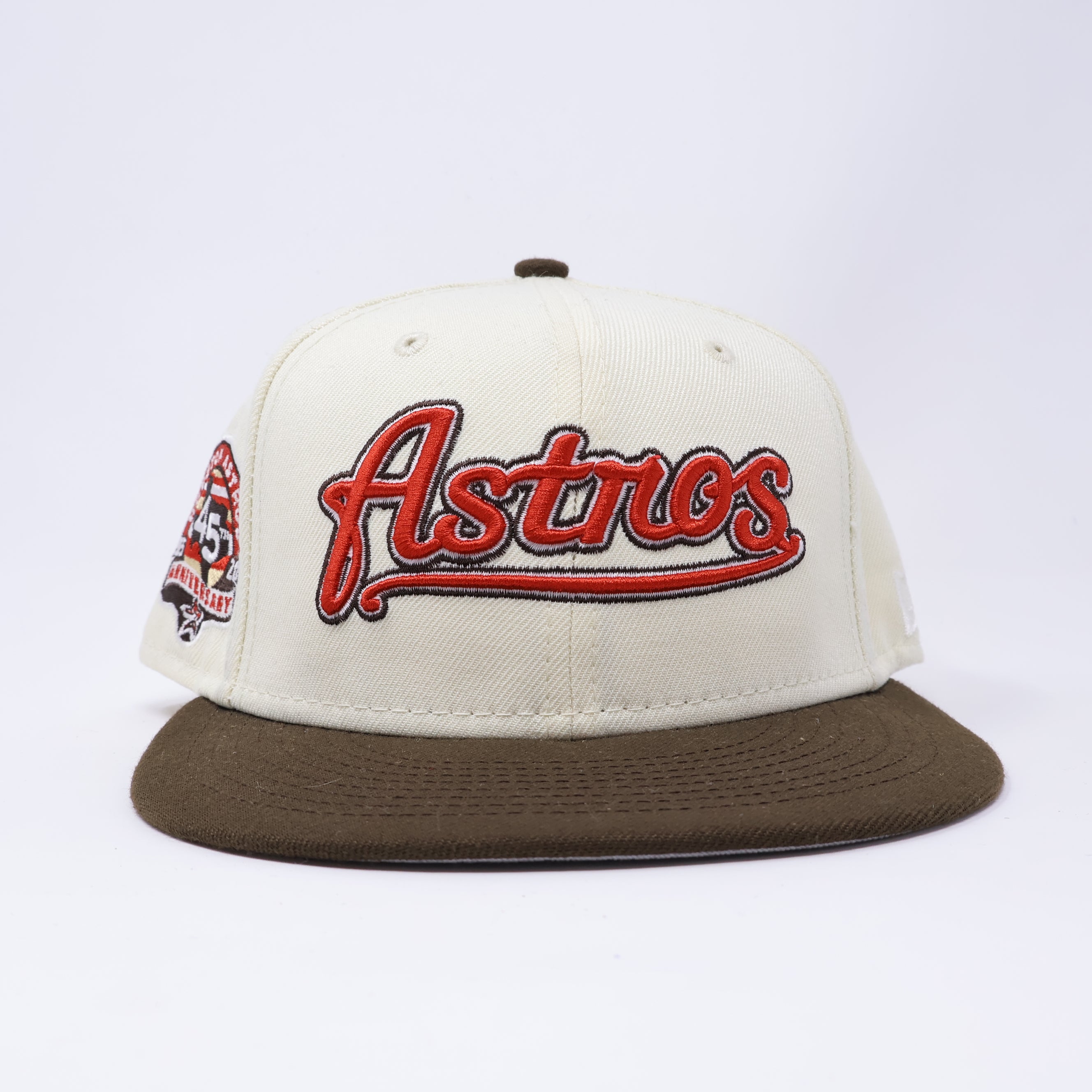 USED 3/8 Chrome Houston Astros 45th Anniversary 59fifty New Era Fitted Hat Cap