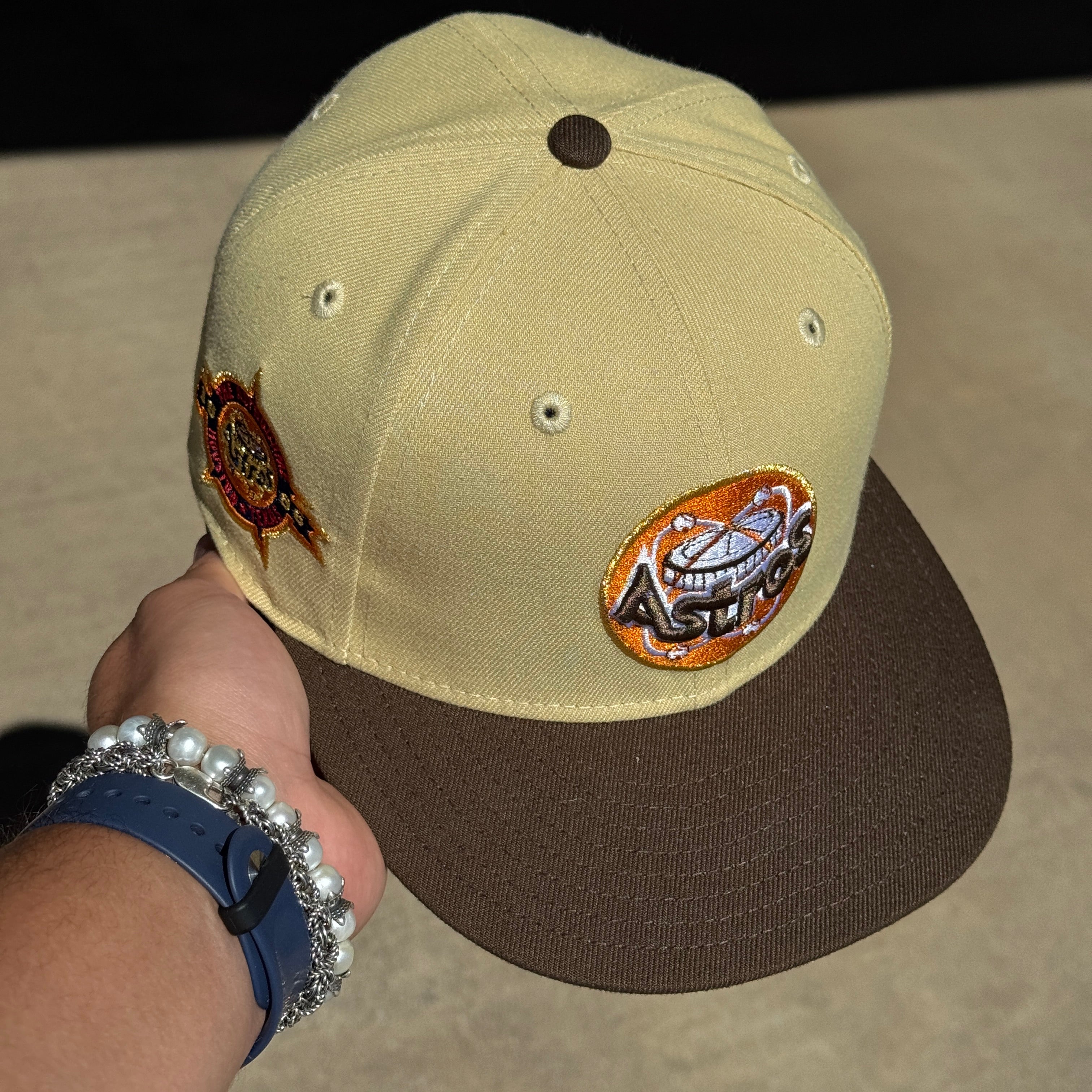 USED 1/8 Khaki Houston Astros 1986 The Astrodome 59fifty New Era Fitted Hat Cap