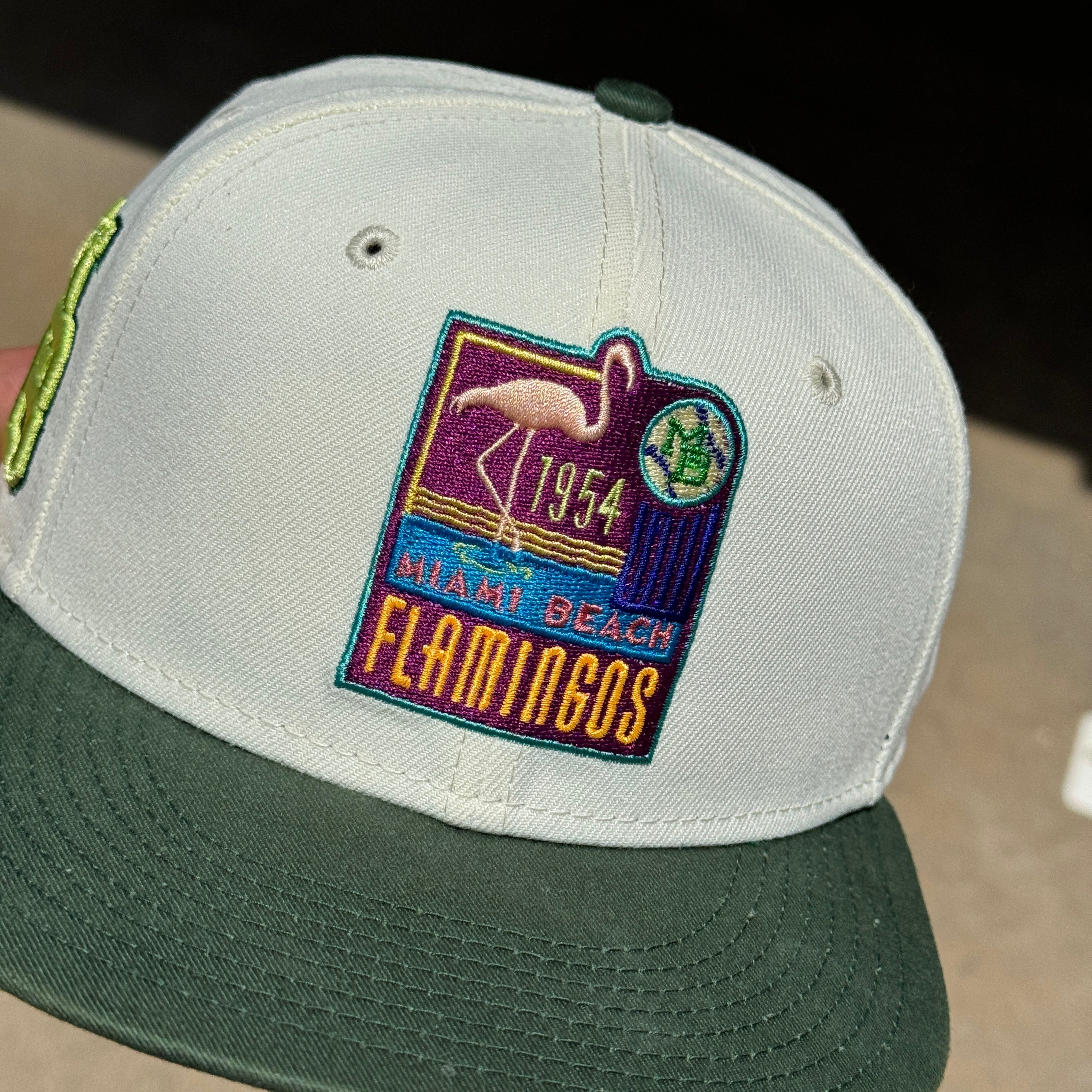 USED 1/8 Chrome Miami Beach Flamingos 1954 MyFitteds 59FIFTY New Era Fitted Hat