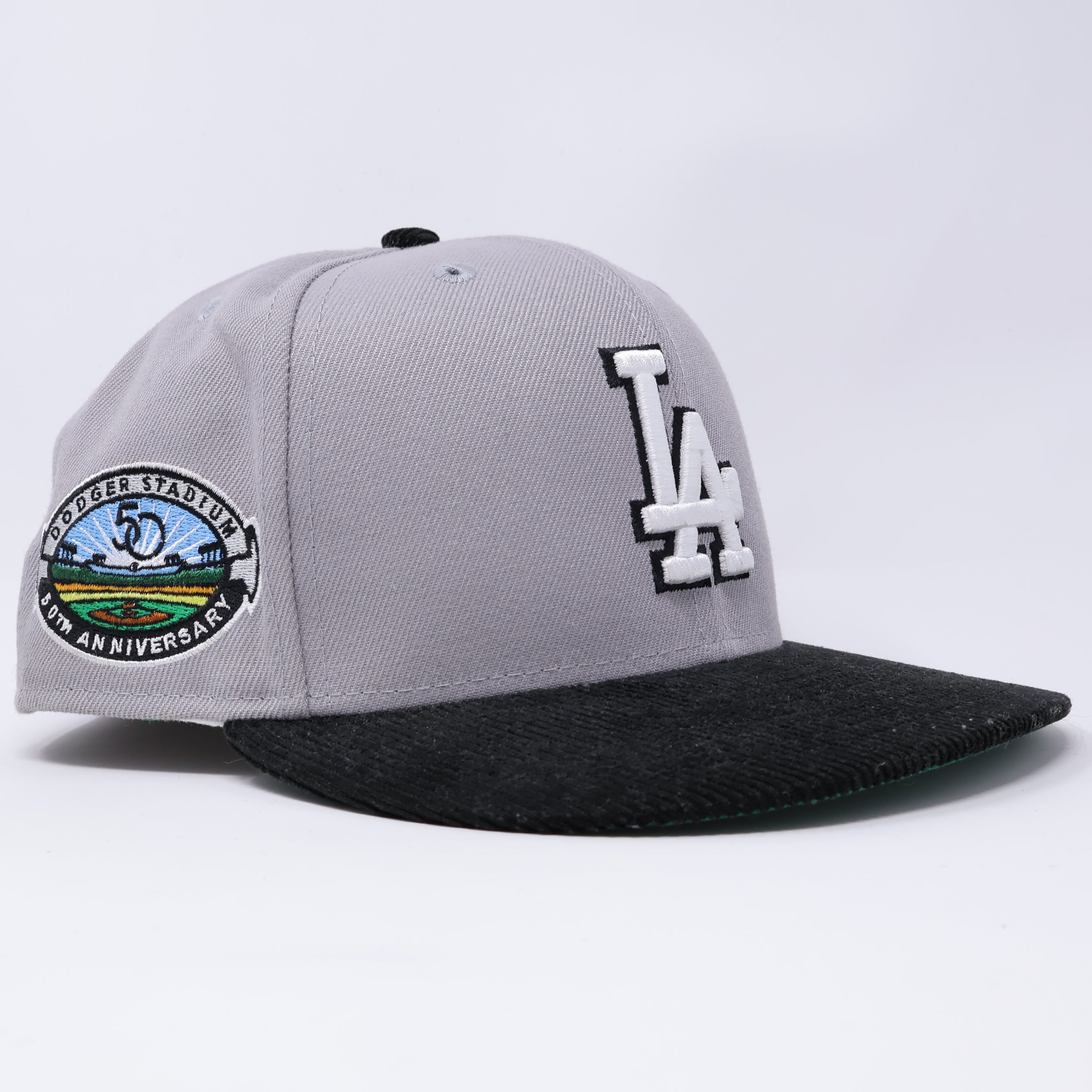 USED 1/2 Gray Los Angeles Dodgers 50th Anniversary 59fifty New Era Fitted Hat Cap