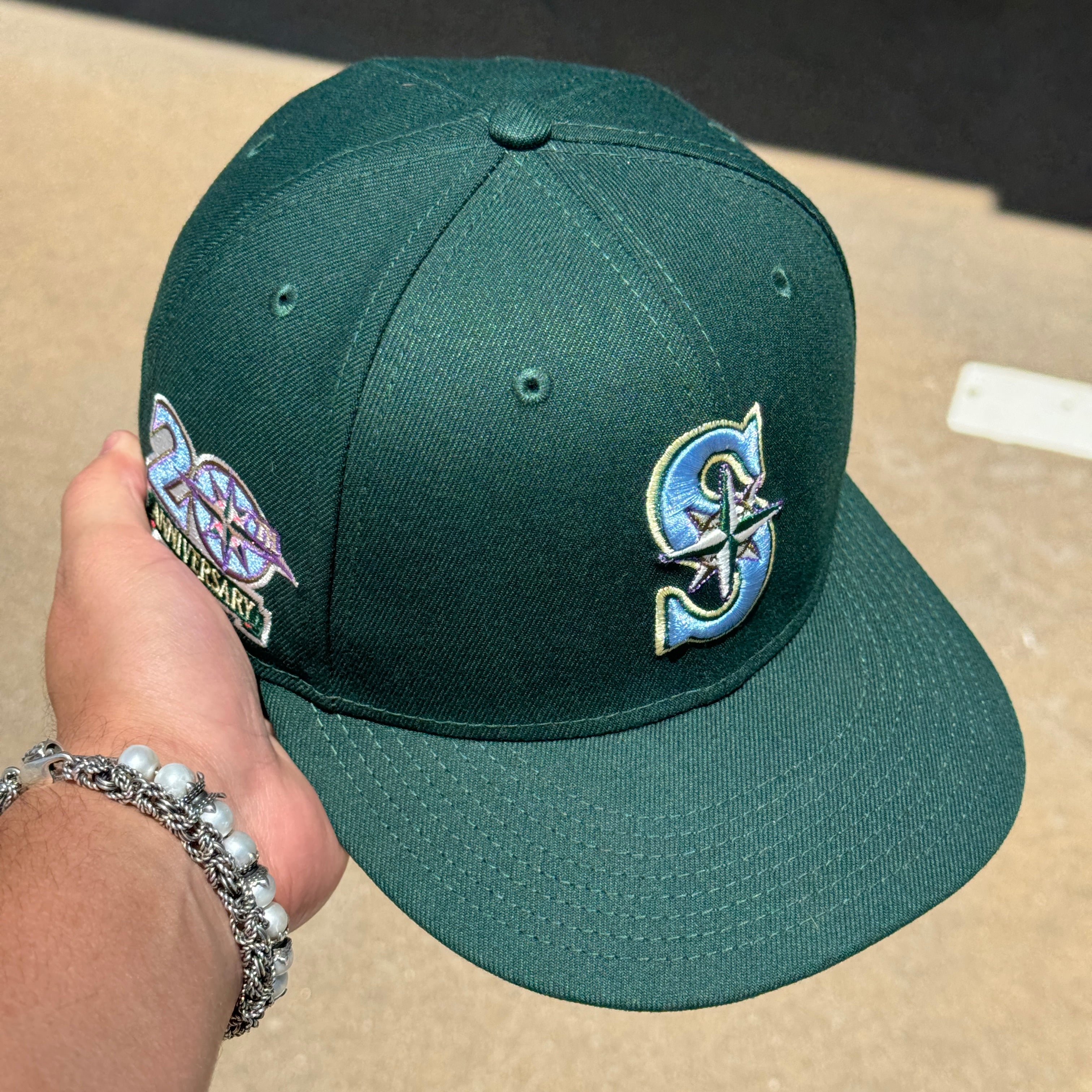 USED 1/8 Green Seattle Mariners 20th Anniversary MLB 59FIFTY New Era Fitted Hat