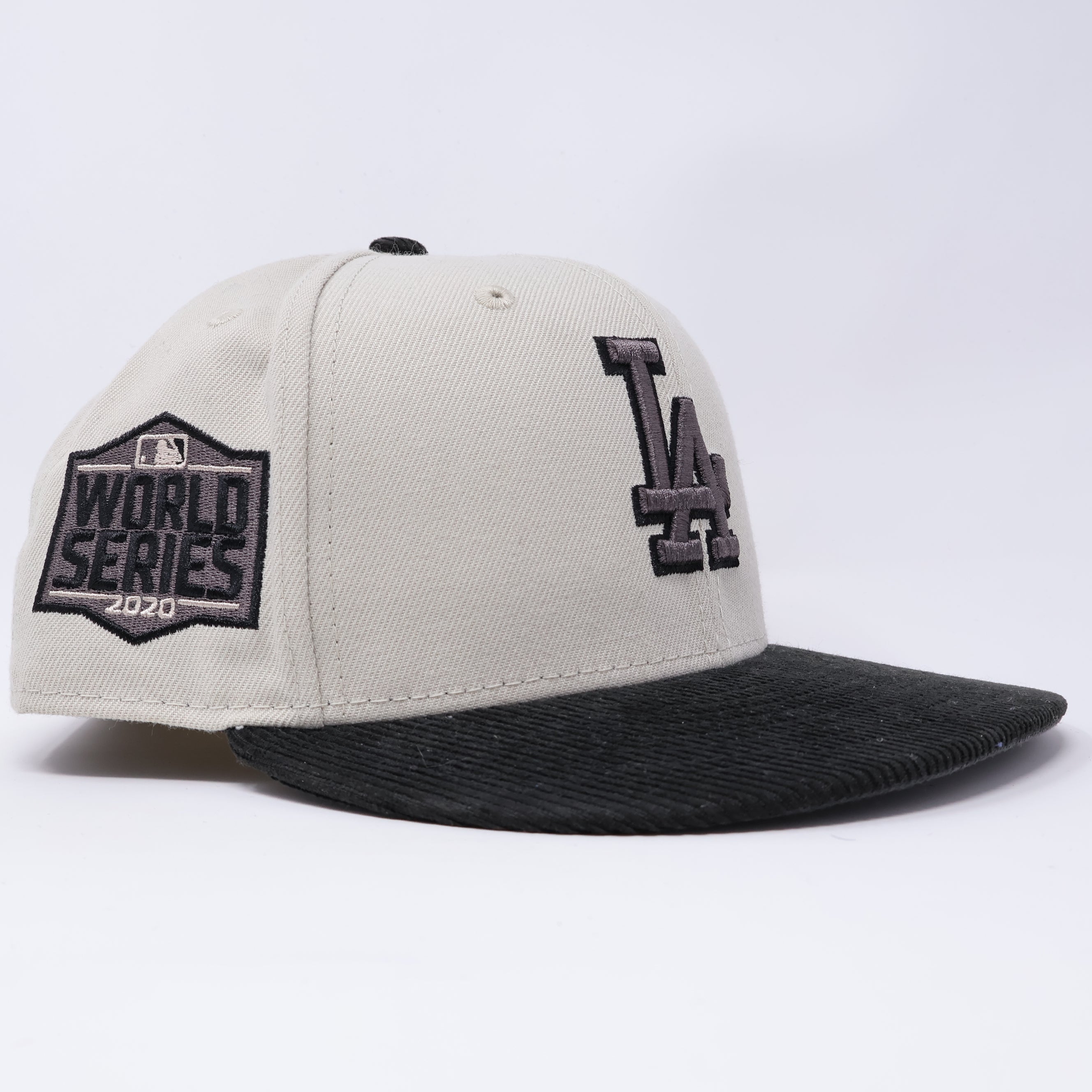 USED 1/2 Stone Los Angeles Dodgers 2020 World Series 59fifty New Era Fitted Hat Cap