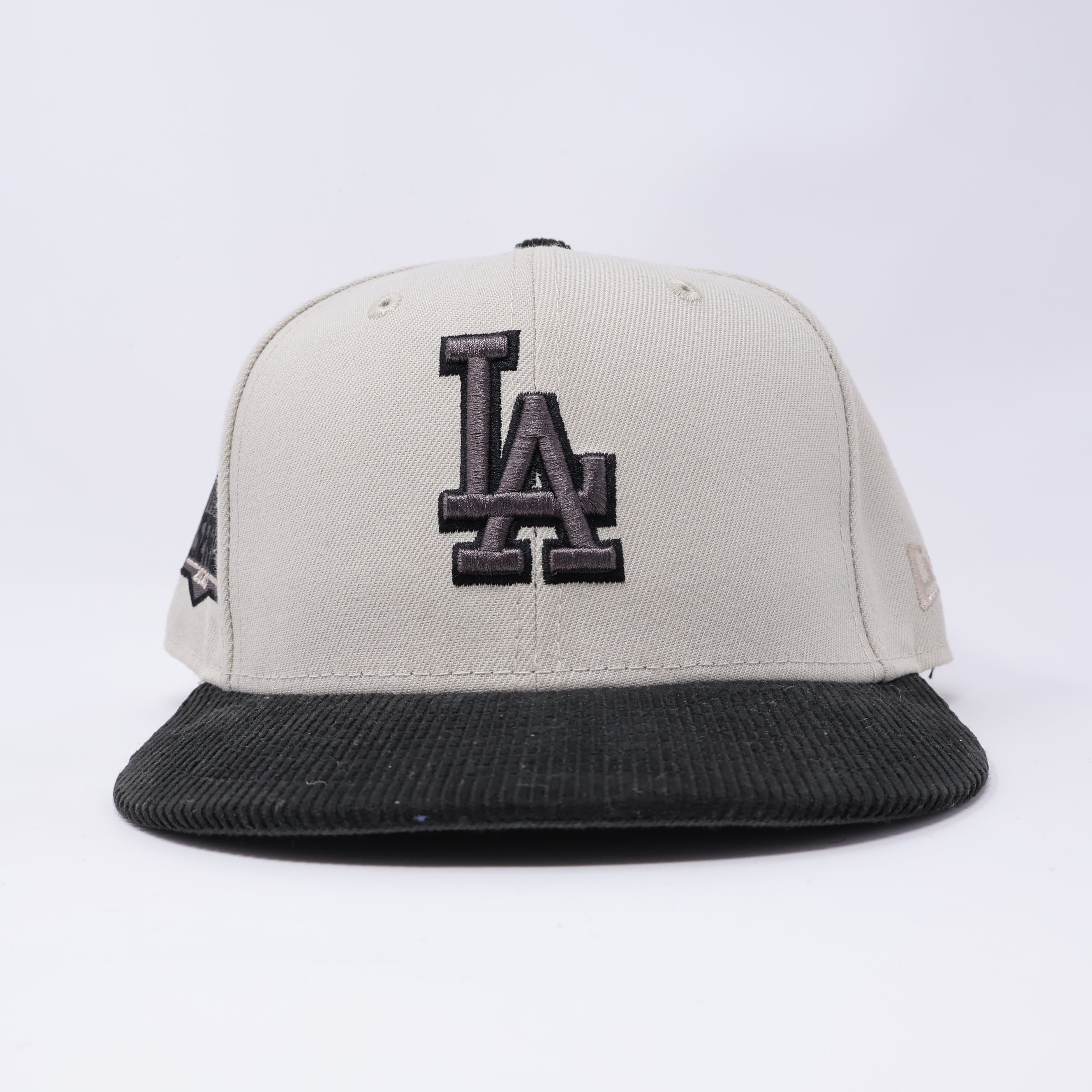 USED 1/2 Stone Los Angeles Dodgers 2020 World Series 59fifty New Era Fitted Hat Cap
