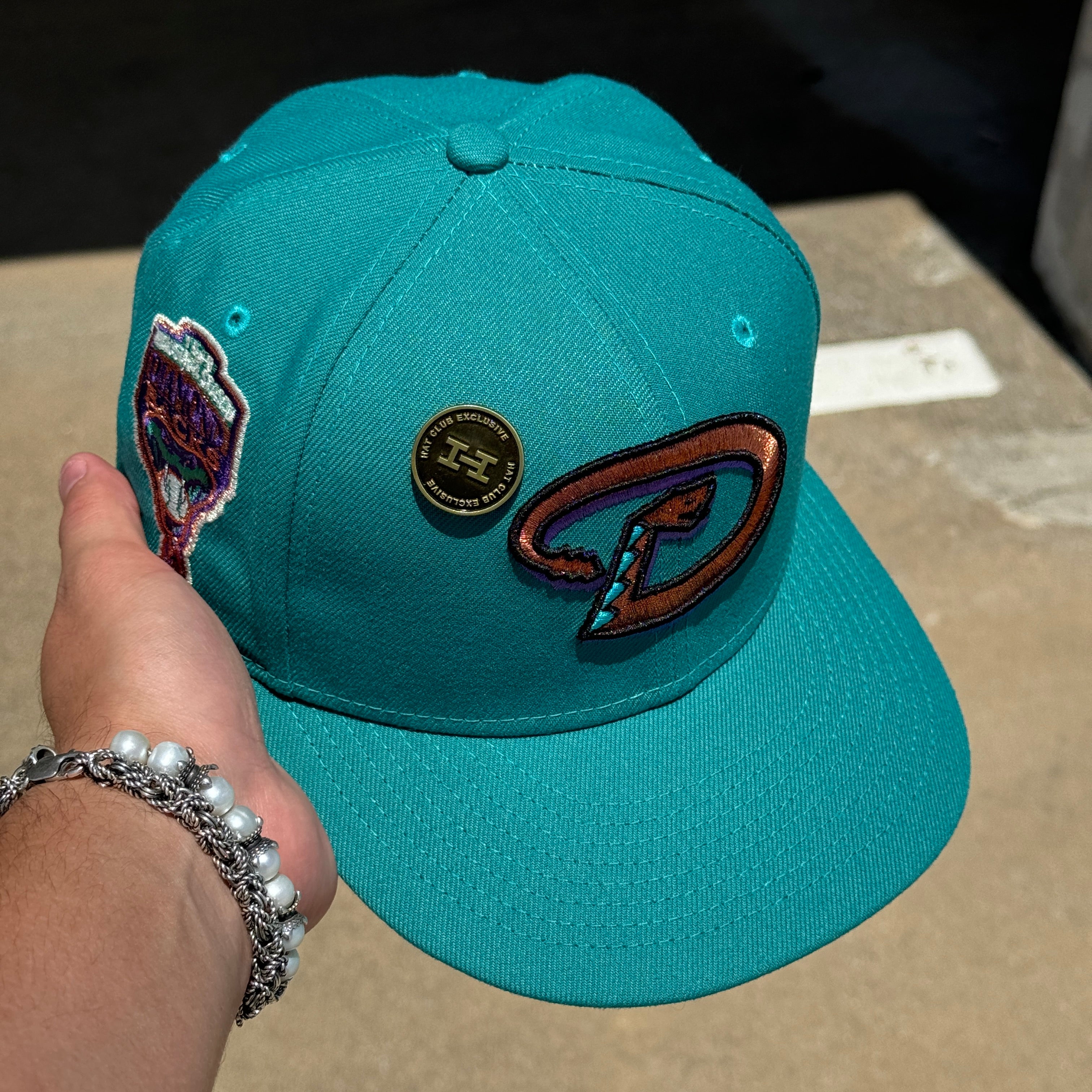 USED 1/8 Teal Arizona Diamondbacks 1998 Inaugural Hatclub 59FIFTY New Era Fitted Hat