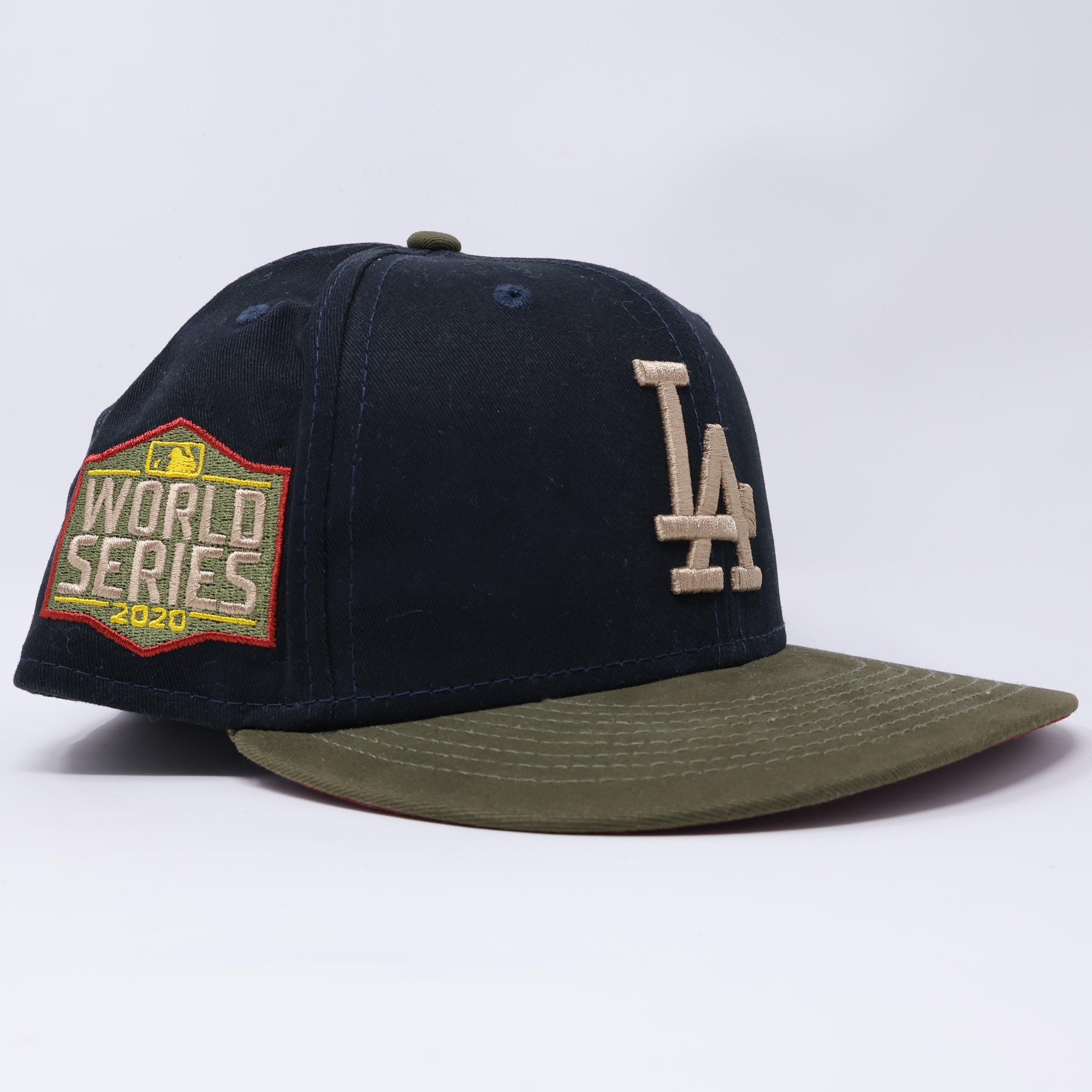USED 1/2 Navy Los Angeles Dodgers 2020 World Series 59fifty New Era Fitted Hat Cap